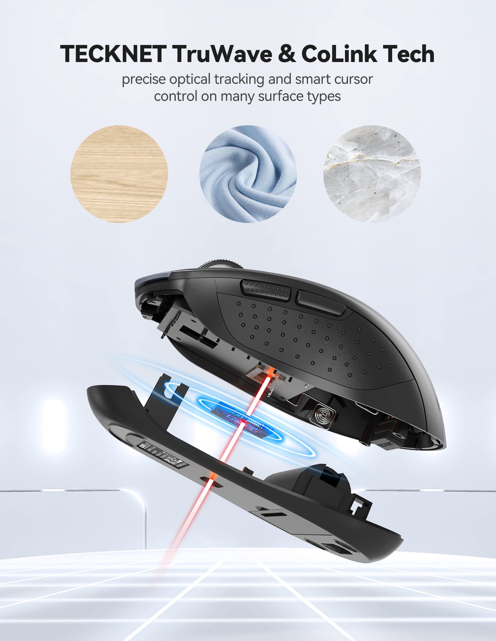 Tecknet Wireless Mouse For Laptop, 2.4G Wireless Computer Mouse, 5 Level Adjustable 4800 Dpi, Silent Mouse With Receiver & 6 Buttons, 18 Months Battery Life, Usb Portable Mouse For Mac, Chromebook