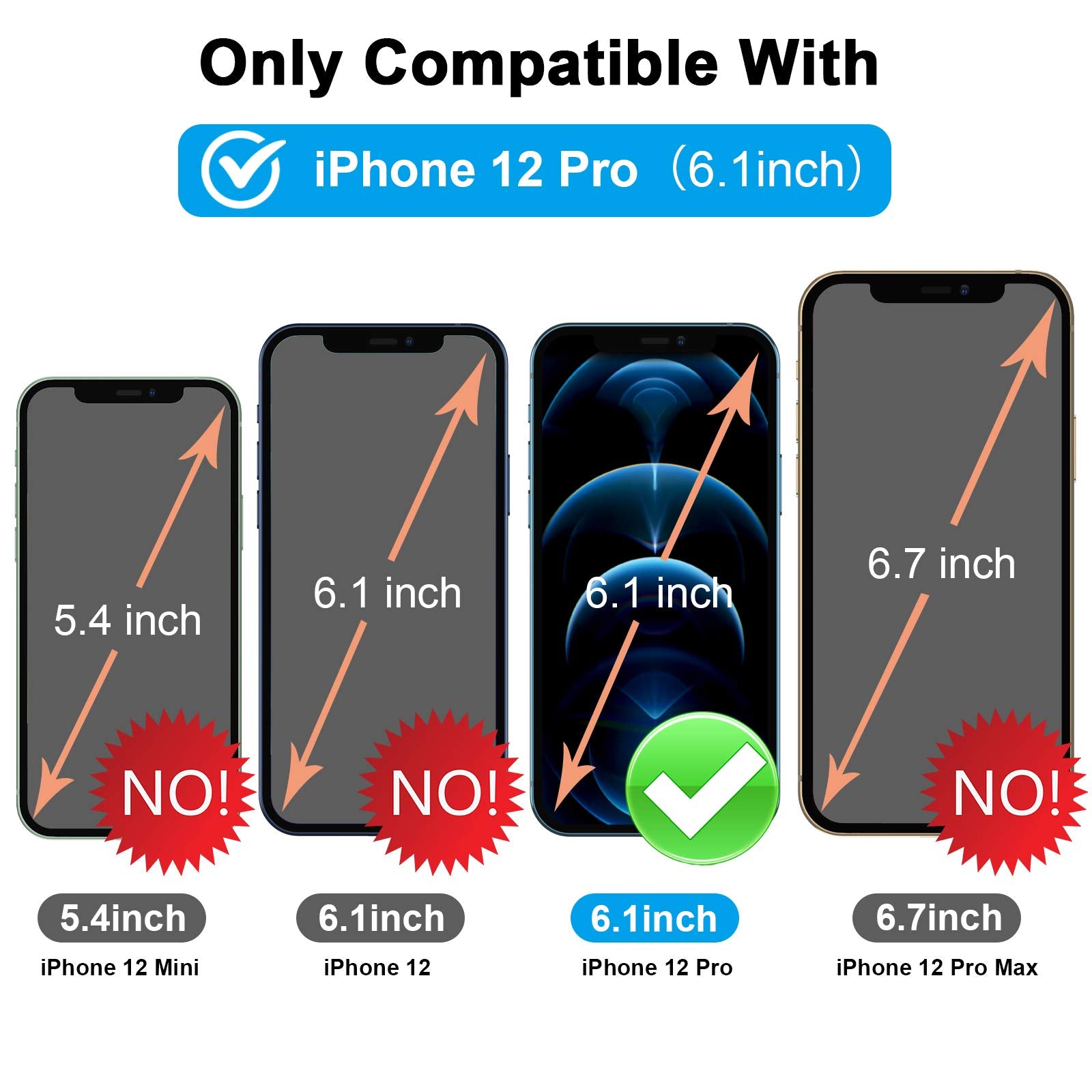 [4Pack] 2 Pack Screen Protector Tempered Glass Compatible With Iphone 12 Pro 5G (6.1)+2 Pack Camera Lens Protector Tempered Glas