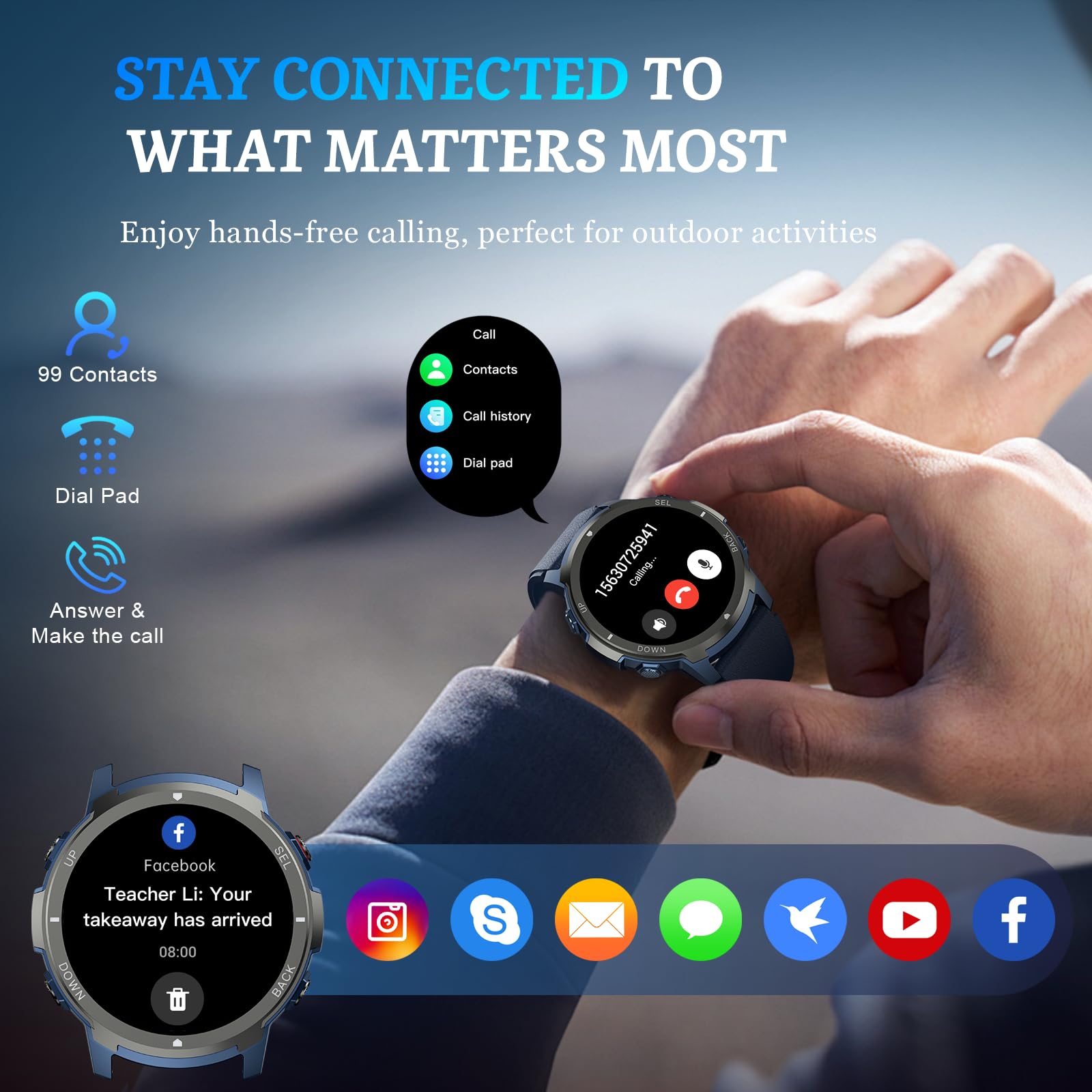 Smart Watch, 2025 Military Waterproof Fitness Sleep Tracker Watch With 110 Ports Modes, Smartwatch For Samsung Android Iphone Io