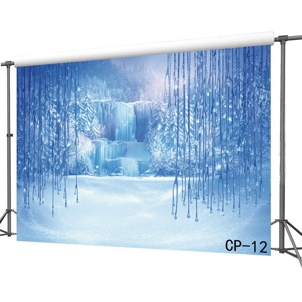 Lywygg 7X5Ft Ice And Snow White World Photography Backdrops Background Christmas Winter Snow Ice Crystal Pendant World For Child