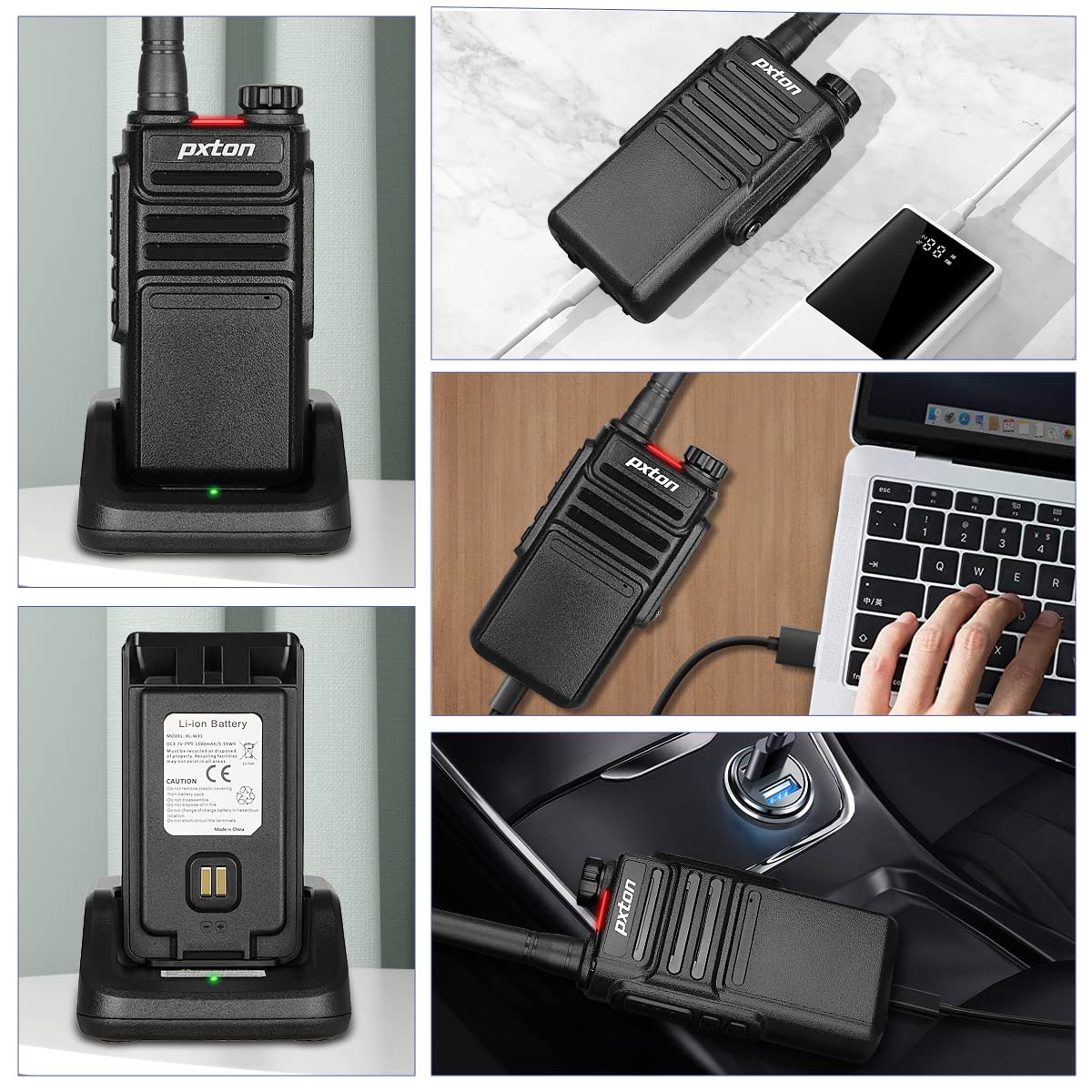 Pxton Waterproof Walkie Talkies For Adults, Work,And Outdoor. Walkie Talkies Long Range With Headphones And Fast Charger Dock,Ha