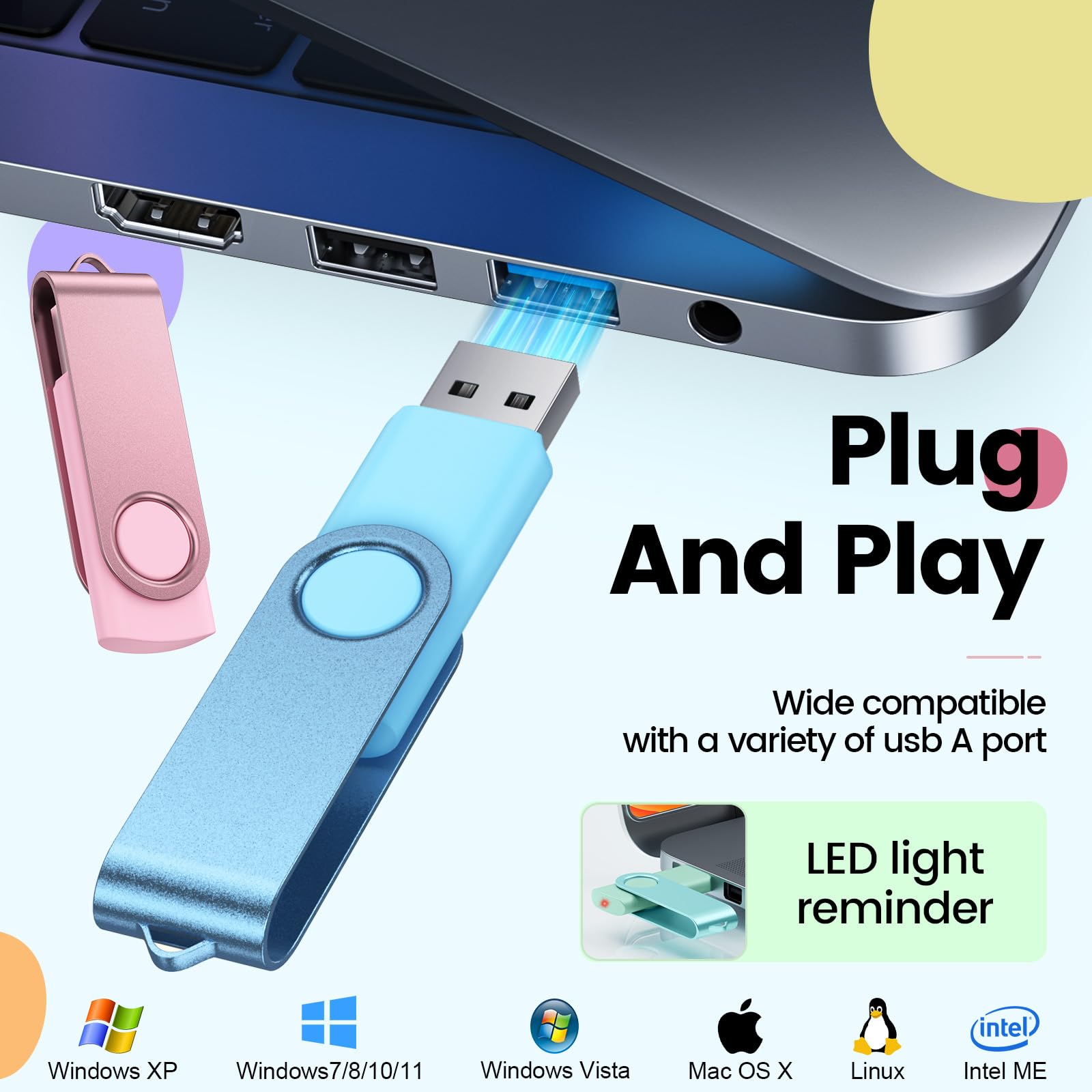 64Gb Flash Drive 10 Pack Thumb Drive High Capacity 64 Gb Usb Drives High Speed Usb 2.0 Memory Stick 64 Giga Jump Drive Pen Drive