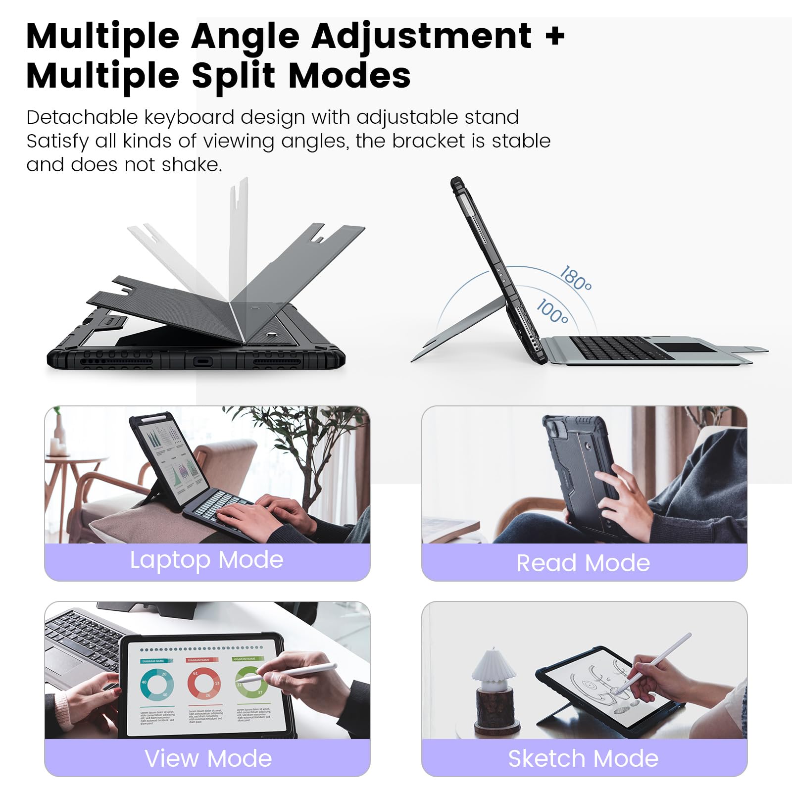 Nillkin Ipad Air 5Th Generation Case With Keyboard Backlight, Detachable Kickstand,Pencil Holder, Trackpad, Backlit Laptop Style