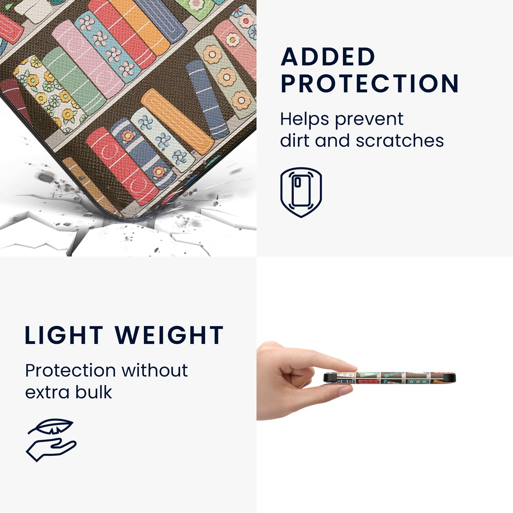 Kwmobile Case Compatible With Kobo Clara 2E / Tolino Shine 4 Case   Ereader Cover   Summer Library Blue/Green/Dark Pink