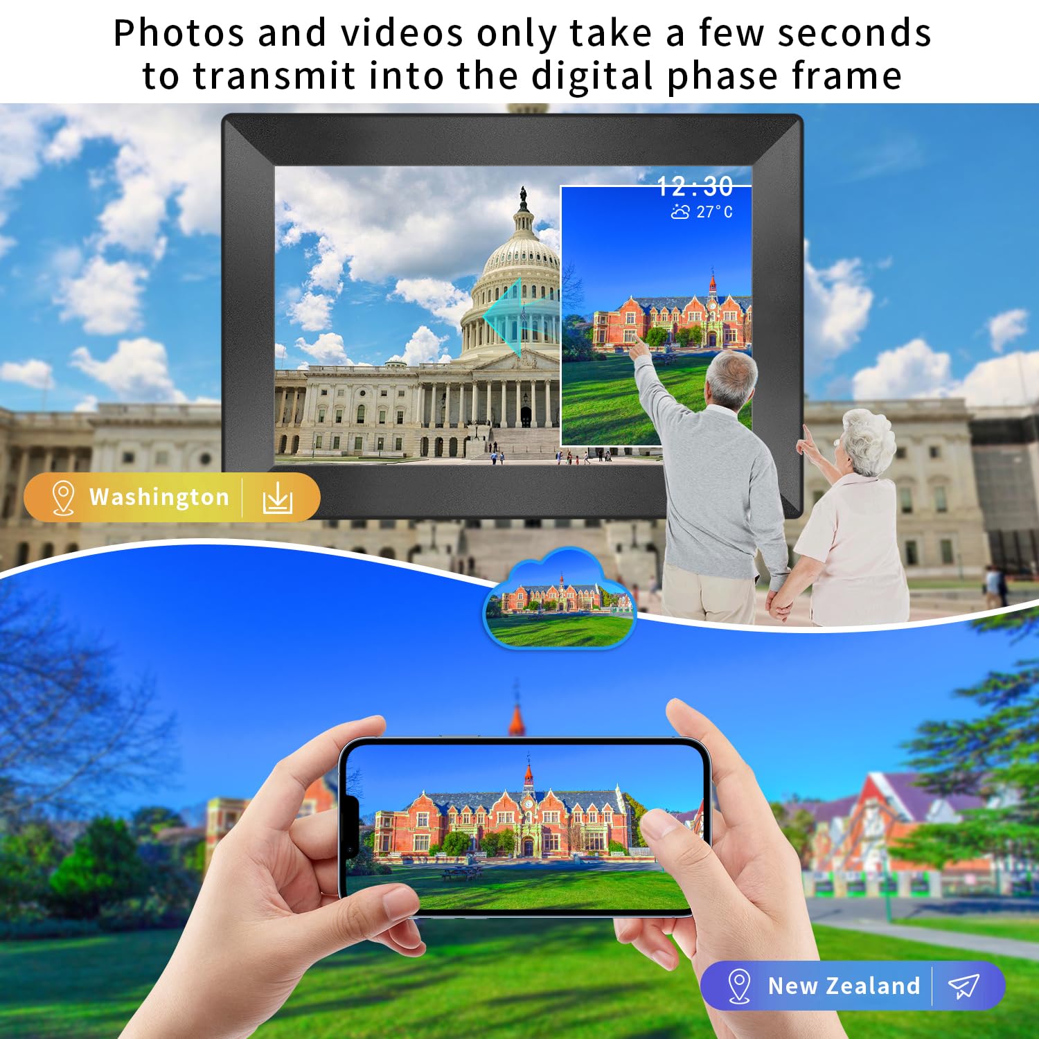 Uhale 10.1Inch Digital Picture Frame Wifi Smart Touch Screen Digital Photo Frame 1280 * 800 Ips Hd Display Screen Electronic Pho