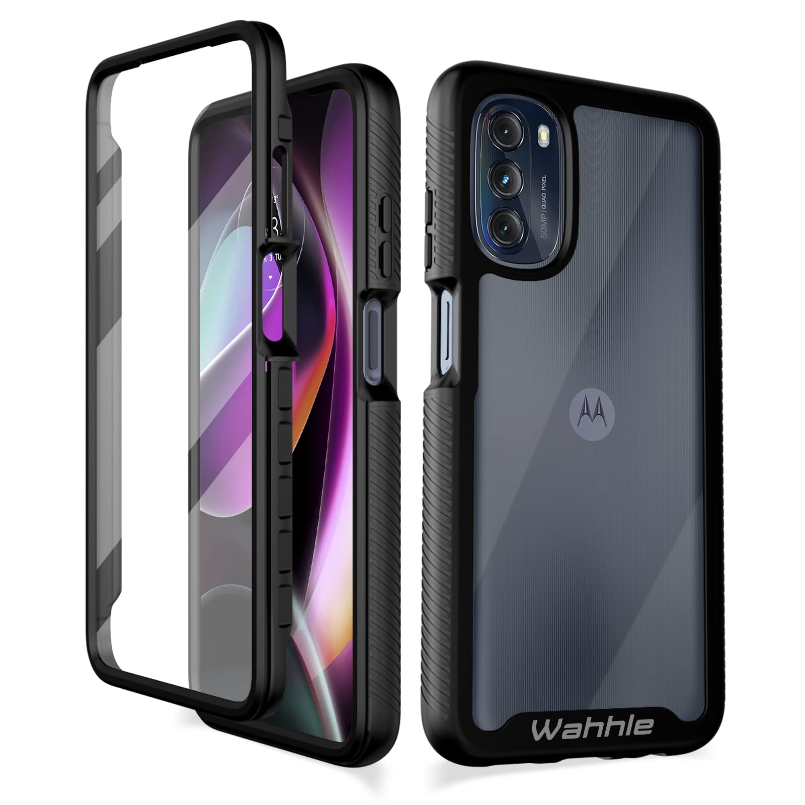 Wahhle Compatible With Moto G 5G 2022 Case, Built In Screen Protector Full Body Shockproof Slim Fit Bumper Protective Phone Cove