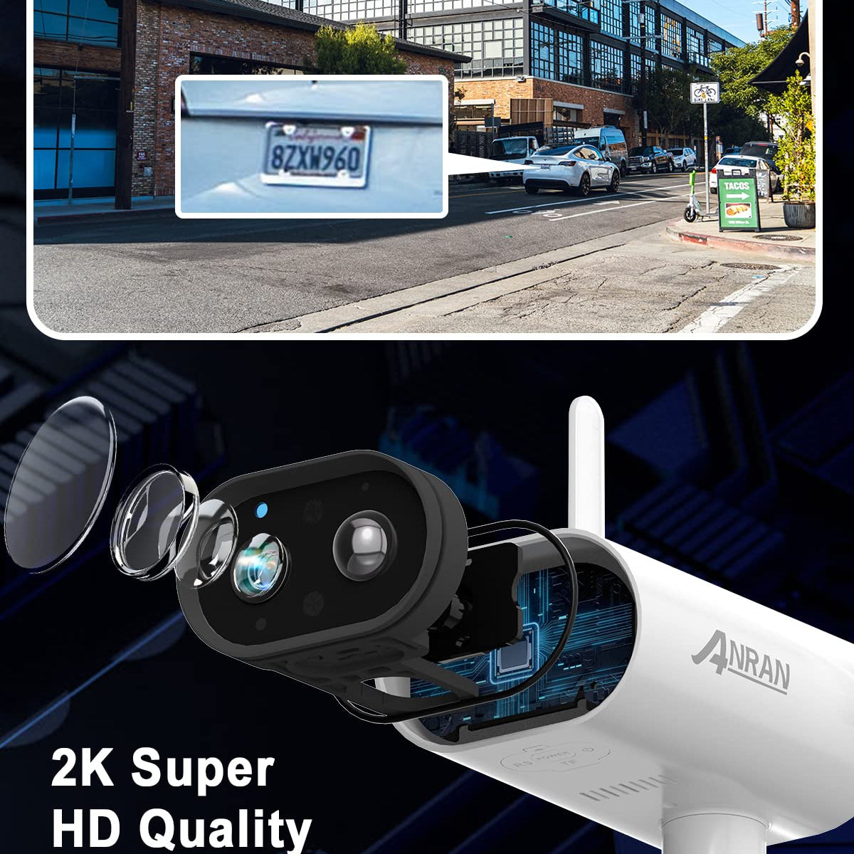 Anran Security Cameras Wireless Outdoor With Pr 180 , 2K Solar Securit ...