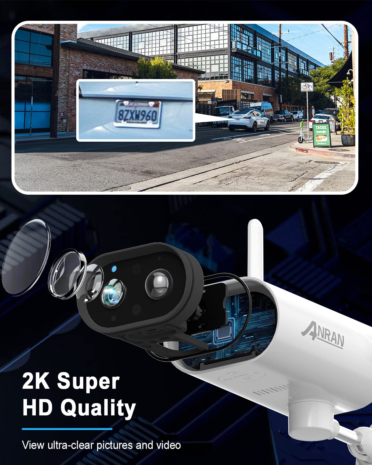Anran Security Cameras Wireless Outdoor With Pr 180   , 2K Solar Security Camera Outdoor With Solar Panel, Pir Human Detection,