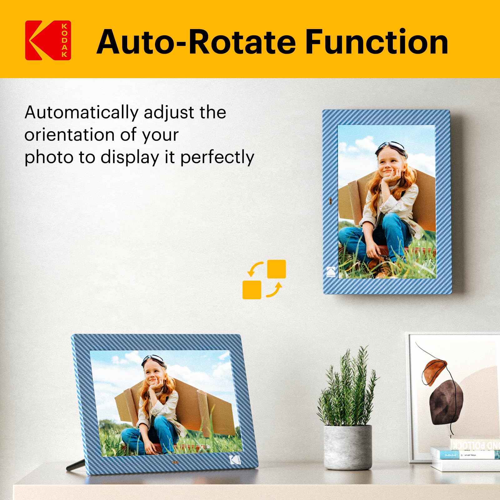 Kodak 10.1 Inch Digital Picture Frame With Remote Control, Ips Screen Hd Display, Auto Rotate, Wall Mountable, Programmable Auto
