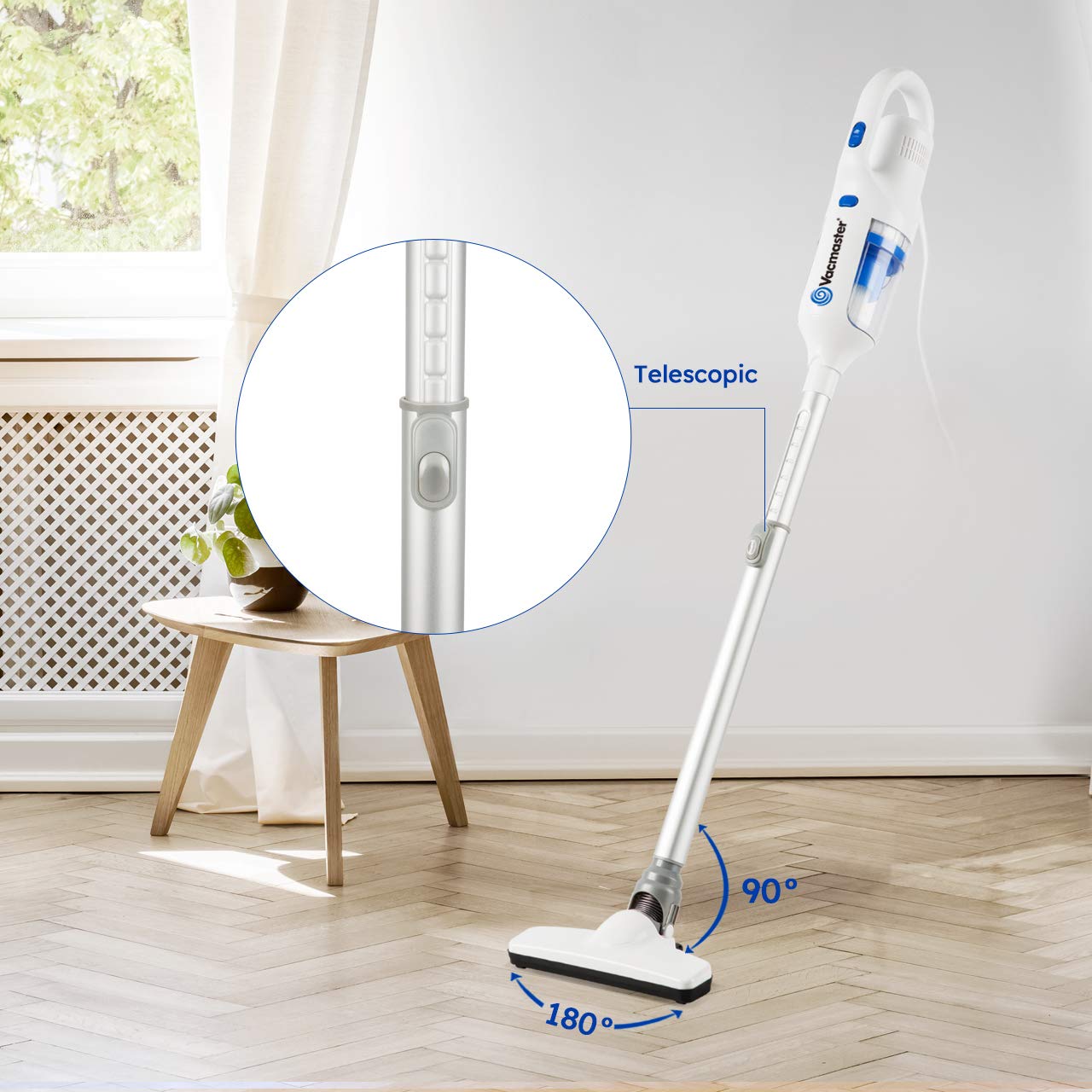 Vacmaster Corded Stick Vacuum Cleaner 2 In 1 Ultra Lightweight 14Kpa Power Suction Handheld Vacuum Cleaner With Washable Hepa Fi