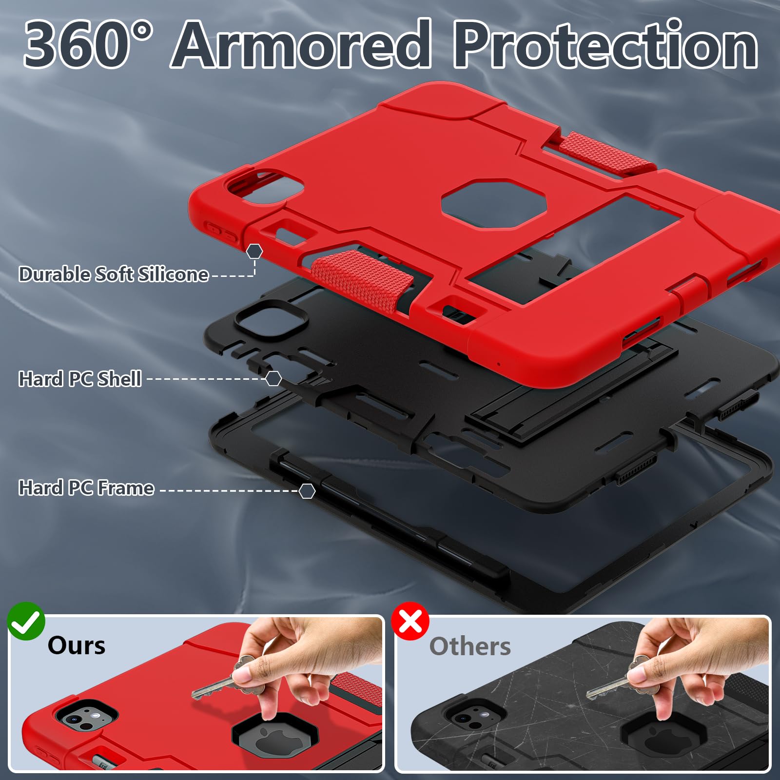 Tsqqst For Ipad Pro 11 Inch Case M4 2024 5Th Generation With Pencil Holder, [Built In Kickstand] Full Body Protection Shockproof