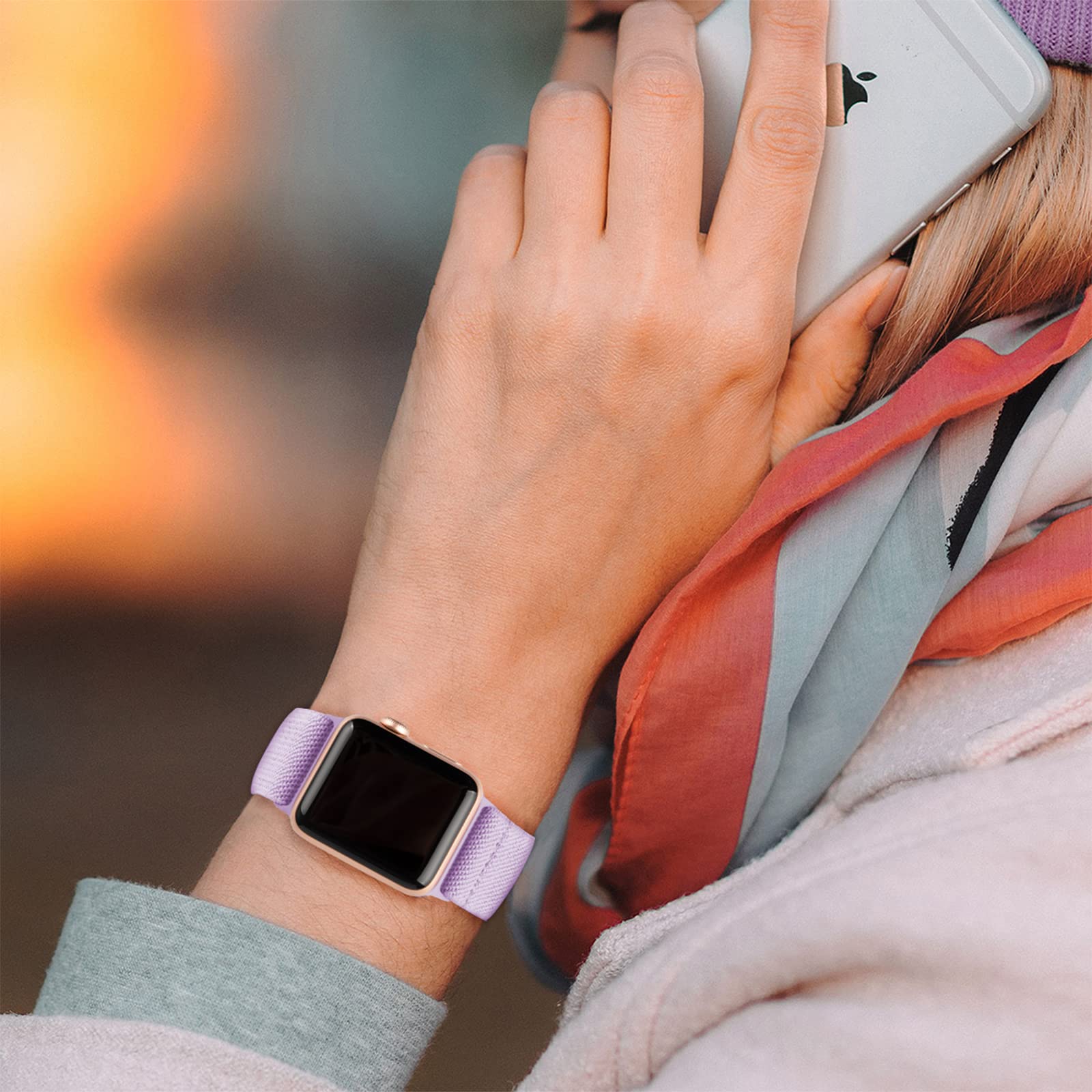 Miterv Stretchy Nylon Loop Bands Compatible With Apple Watch 38Mm 40Mm 42Mm 44Mm 45Mm 49Mm Adjustable Soft Elastics Strap Compat