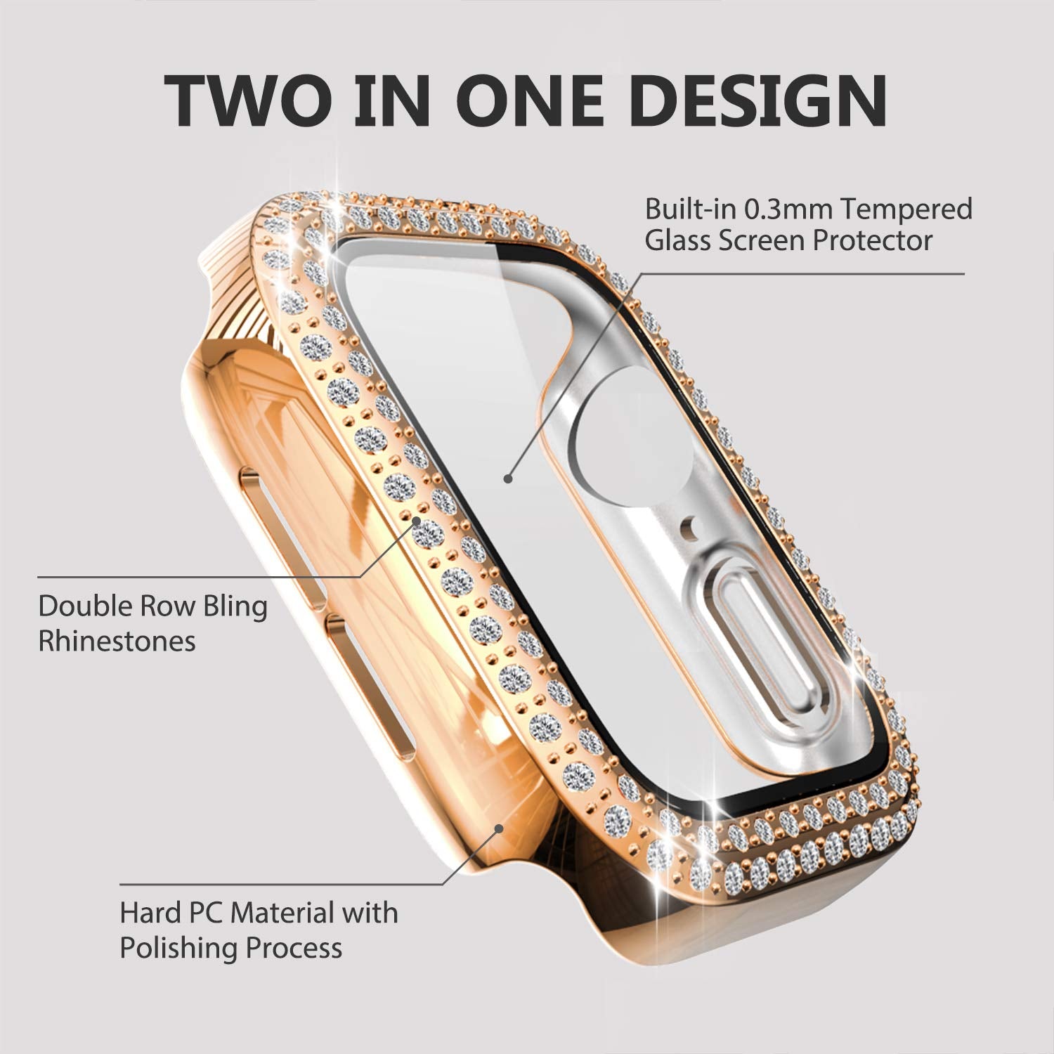 Yolovie (2 Pack) Compatible For Apple Watch Series 8 7 41Mm Case With Screen Protector, Bling Cover Diamonds Rhinestone Bumper P