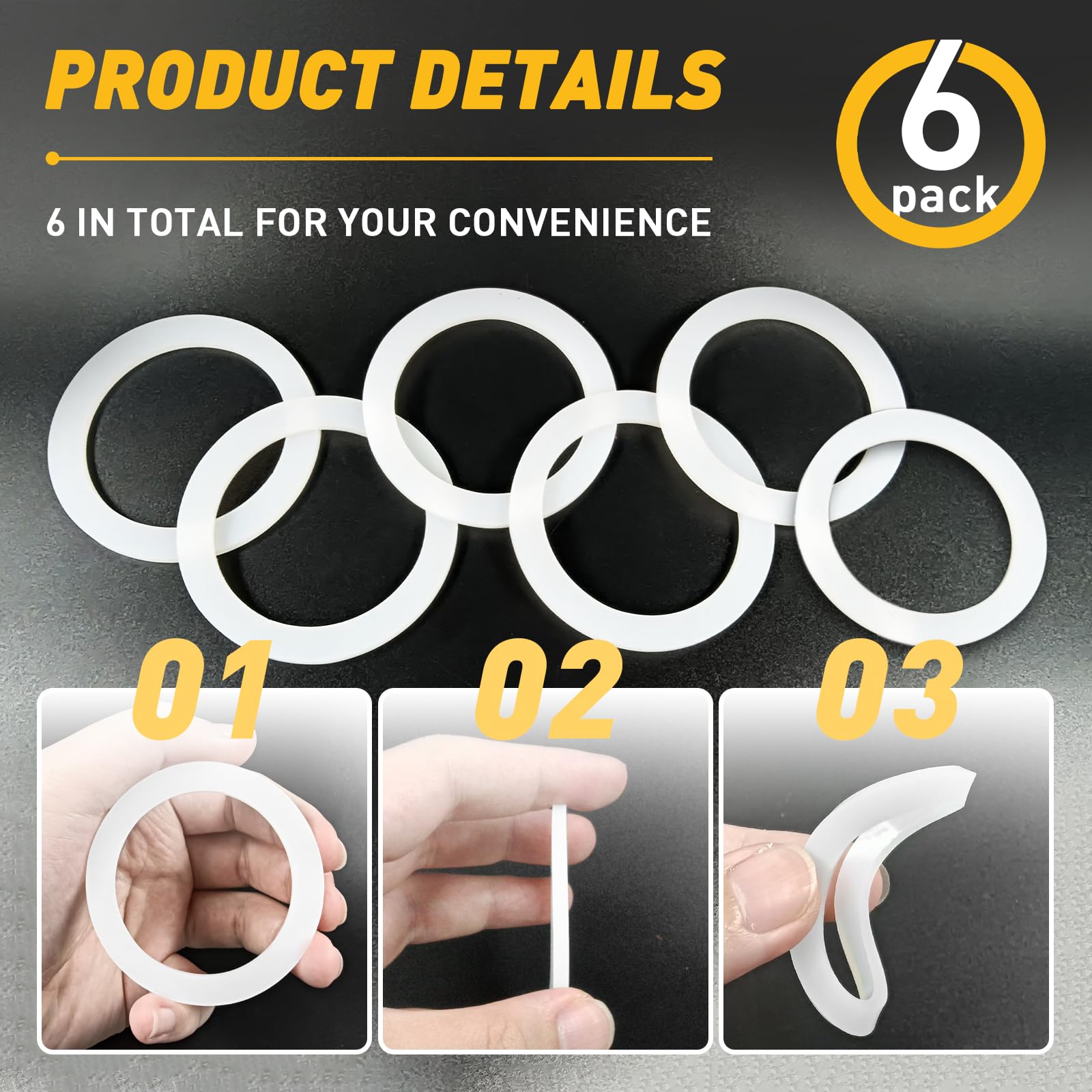6 Pcs Gasket Seal Rings For Bialetti Moka Express Dama 6 Cups   Spare Food Grade Silicone Sealing Rings For Aluminium Stovetop C