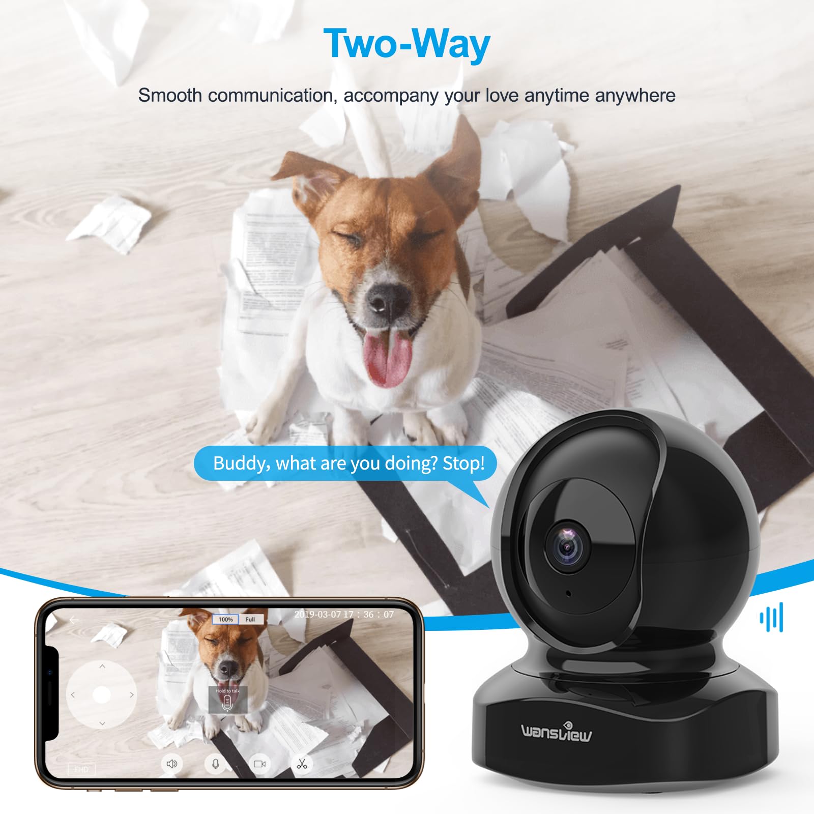 Wansview Security Camera, Ip Camera 2K, Wifi Home Indoor Camera For Baby/Pet/Nanny, 2 Way Audio Night Vision, Works With Alexa, With Tf Card Slot And Cloud
