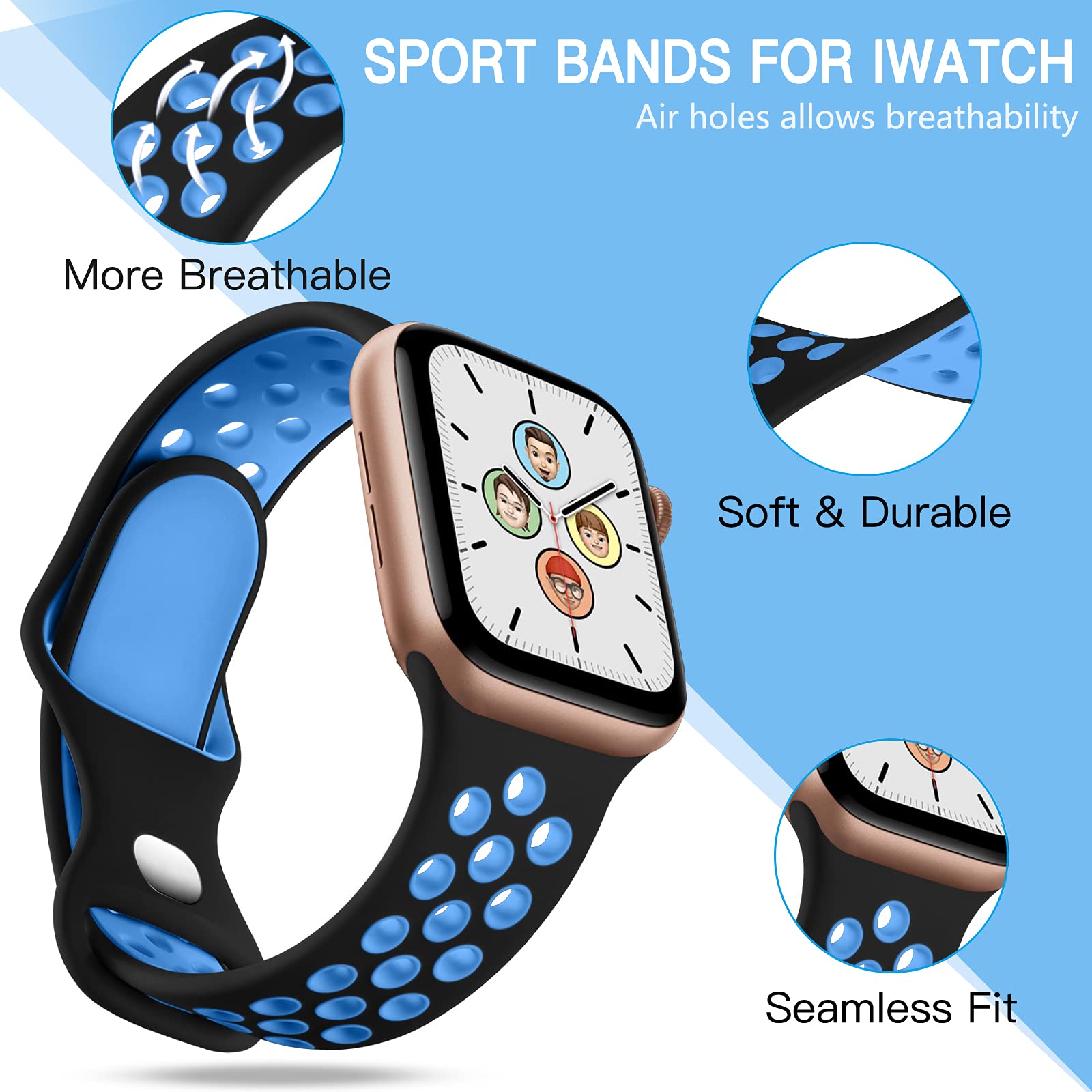 Adorve Compatible With Apple Watch Band 41Mm 40Mm 38Mm For Women Men Girls, Cute 4 Pack Soft Silicone Sport Wrist Strap Compatib