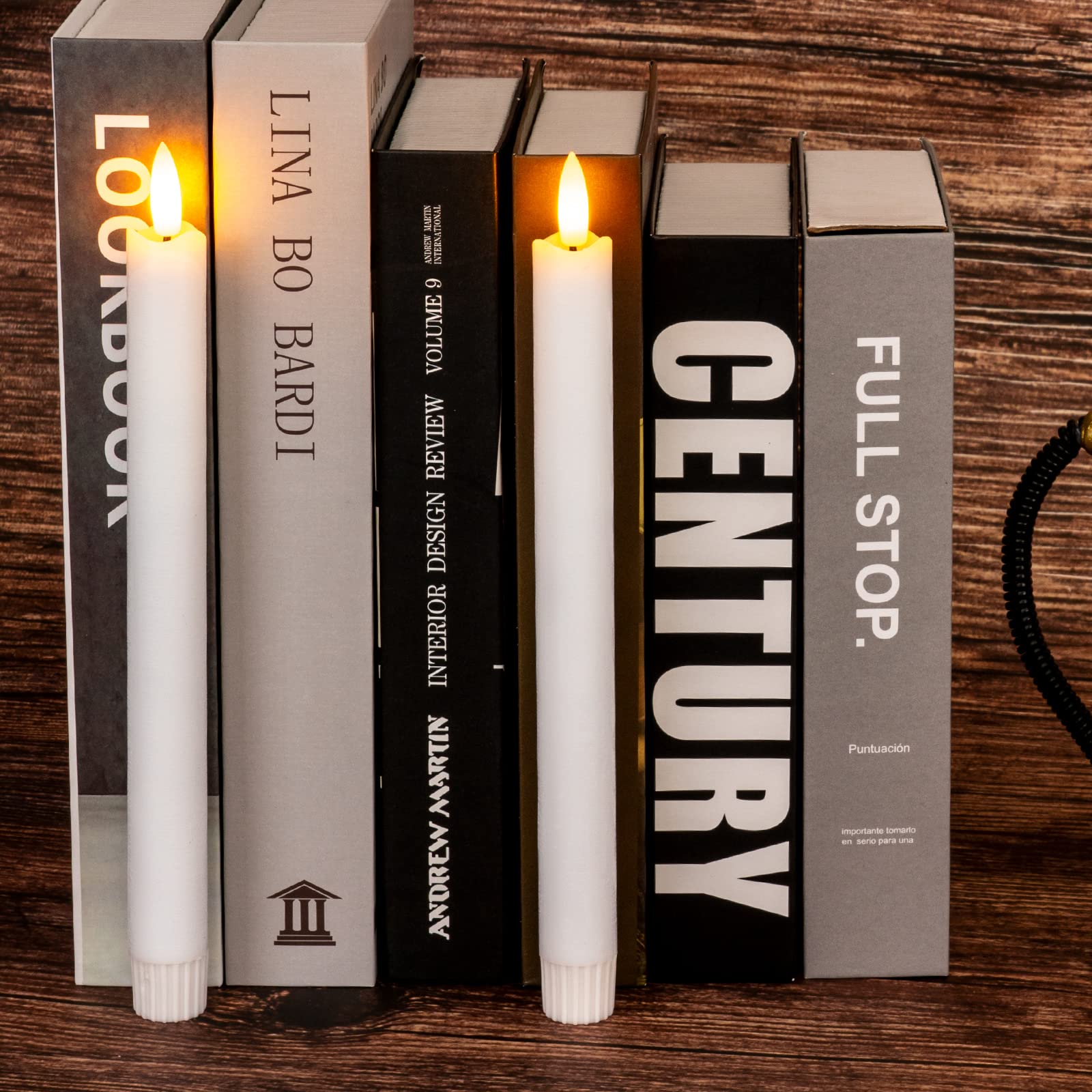 Homemory 2 Pcs White Flameless Taper Candles With Remote And Timer, Real Wax Made 9.6'' Battery Operated Candle Stick Flickering