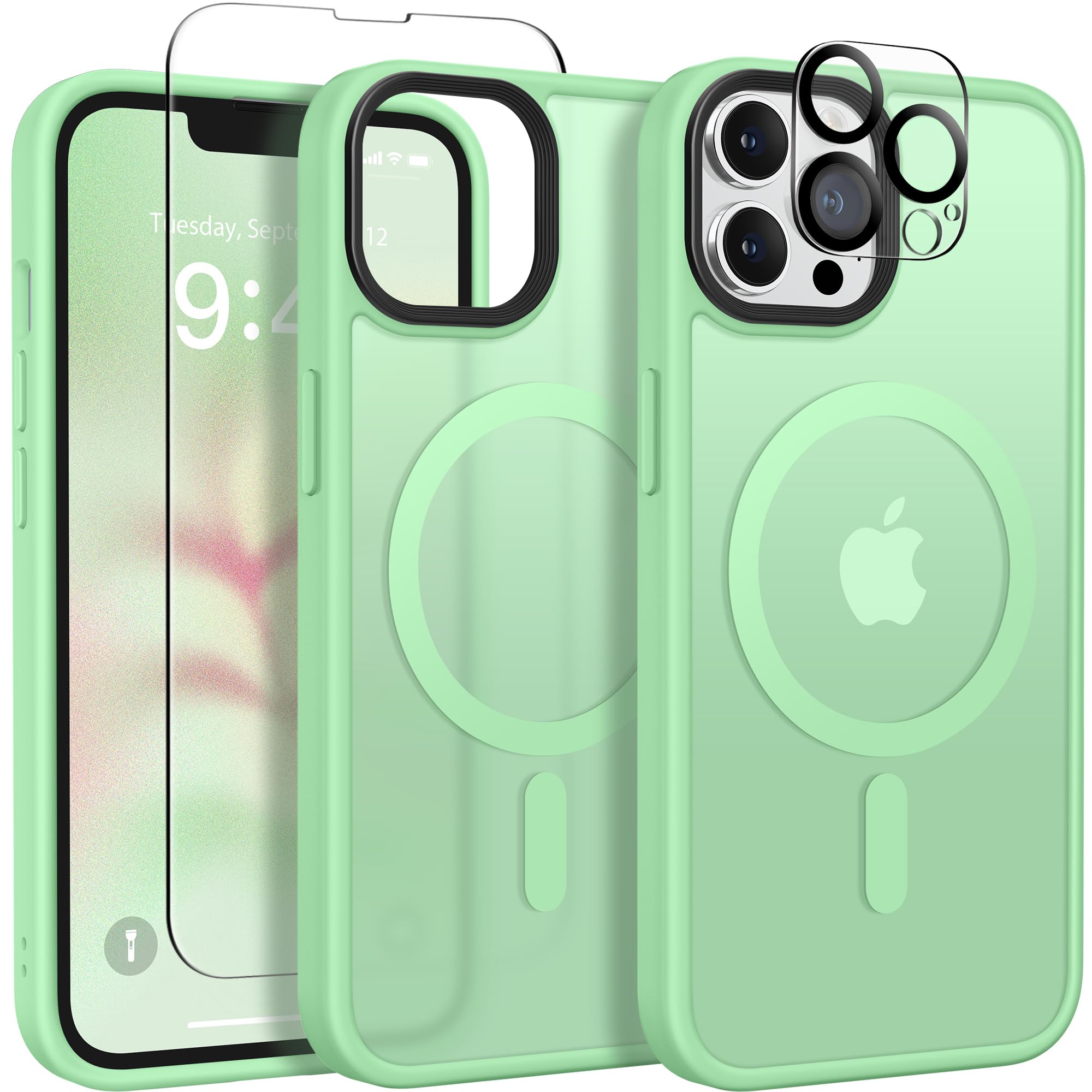 Gonez Magnetic For Iphone 13 Pro Max Case,Compatible With Magsafe,[2 Screen Protector & 2 Camera Cover][Anti Fingerprint] Slim T