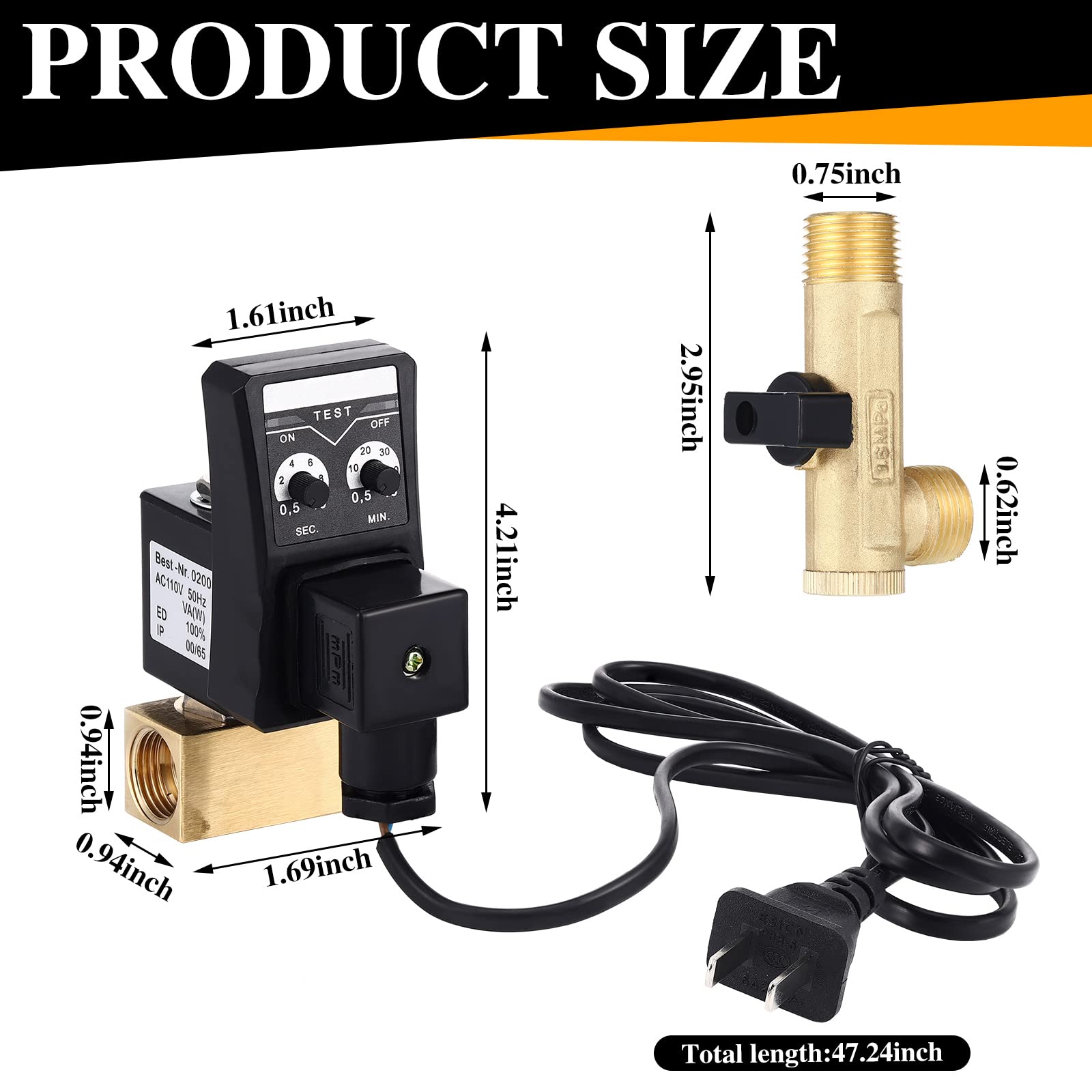 Bonuci 2 Sets Electronic Drain Valve Kit Automatic, 110V Timed Tank Drain Water Valve For Air Compressed (Separating)