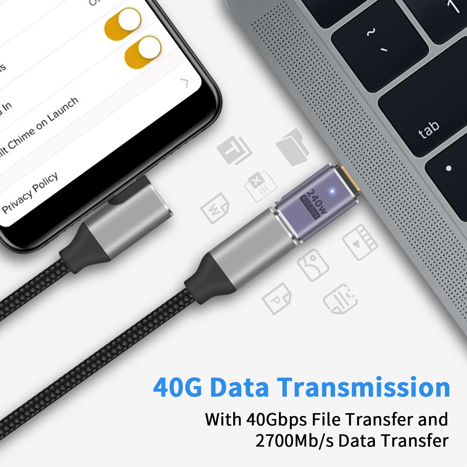 Poyiccot Usb Type C Extender Adapter, 240W Usb C Extender Adapter, 40Gbps Usb C Male To Female Extension Adapter With 8K Video Display For Ipad, Imac, Macbook, Thunderbolt 3/4, 1Pack