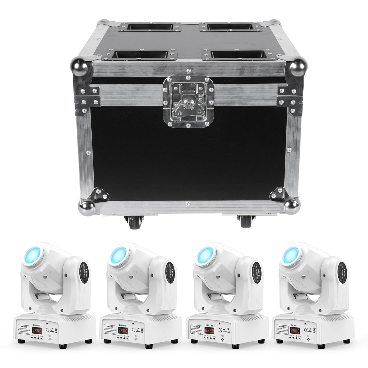 4PCS 60W Moving Head Lights with Flight Case,White LED RGBW Stage DJ L ...