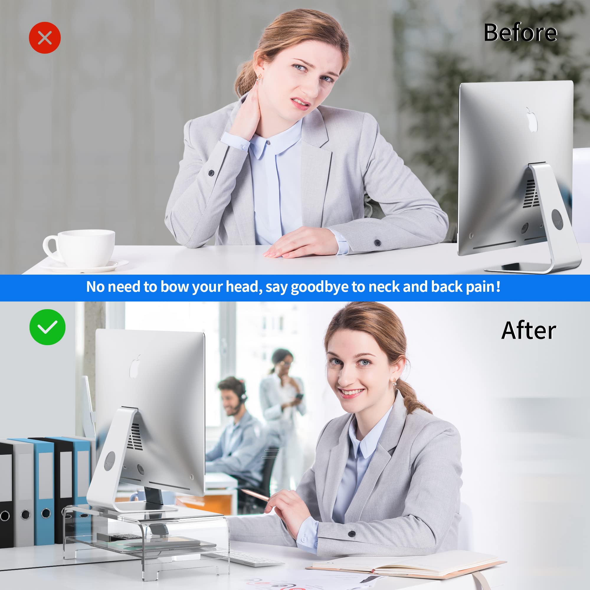 Beimu Acrylic Laptop Stand Acrylic Monitor Stand Riser Acrylic Computer Stand Laptop Riser With Storage Acrylic Desk Organizer A