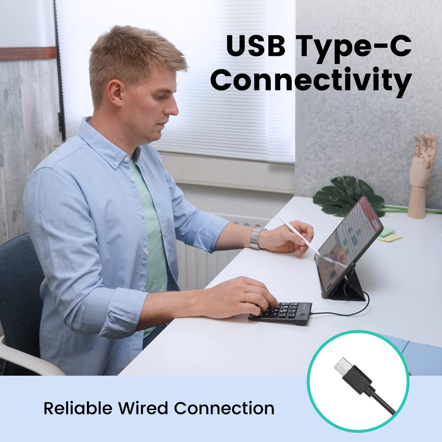 Perixx Peripad 202C Wired Usb C Slim Numeric Keypad   Scissor Keys With 2 Usb A Hubs And Tab Key   Compatible For Tablet, Laptop