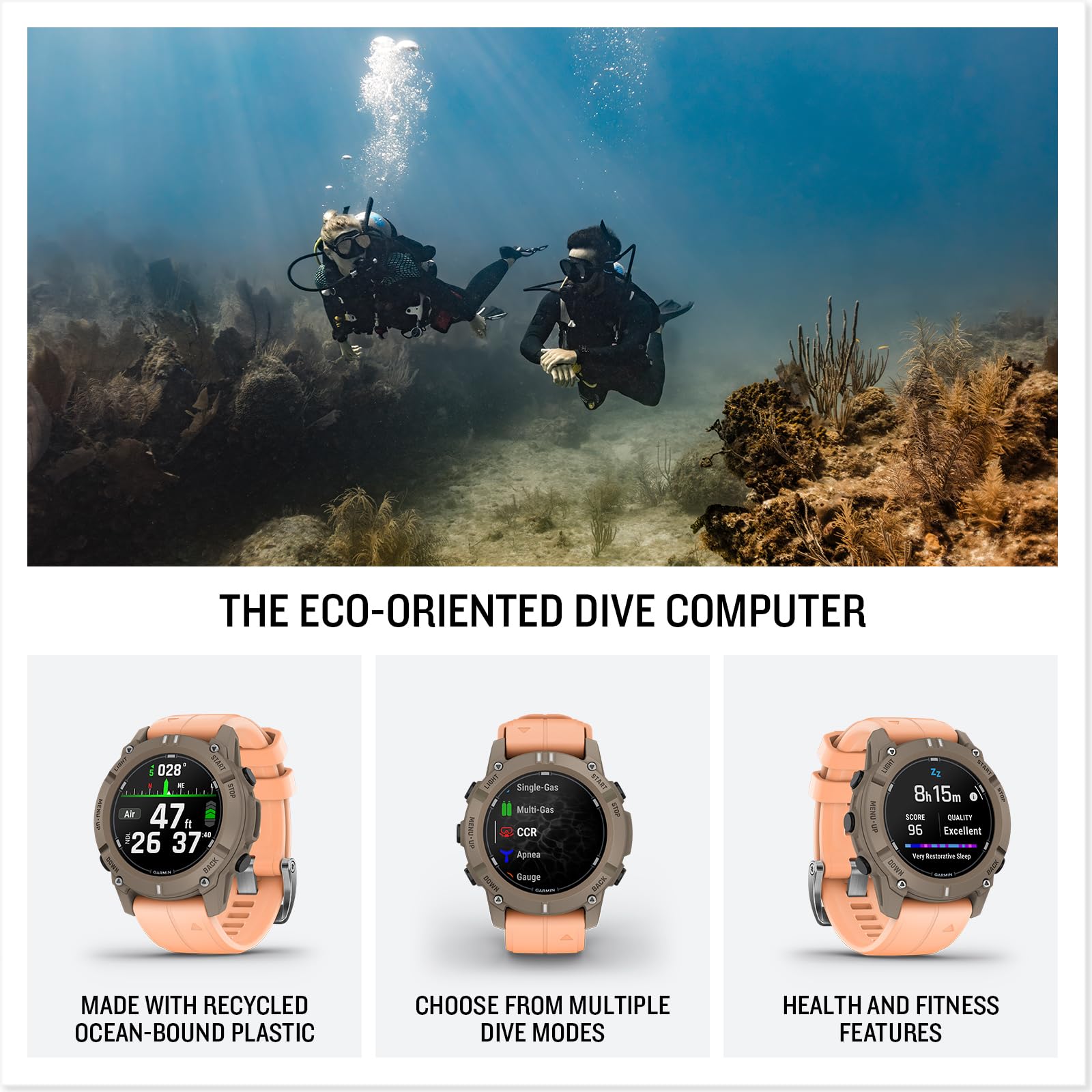Garmin Descent G2, Watch-Style Dive Computer, Bright Amoled Display, Multiple Dive Modes, Health And Wellness Features, Paloma W