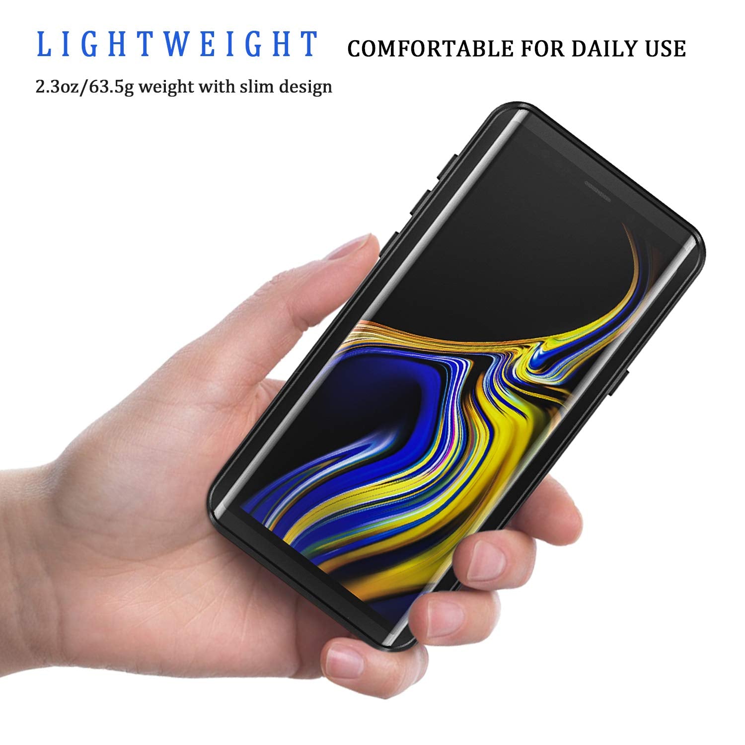 Lanhiem For Galaxy Note 9 Phone Case, Ip68 Waterproof Dustproof Shockproof Case With Built In Screen Protector, Full Body Underw