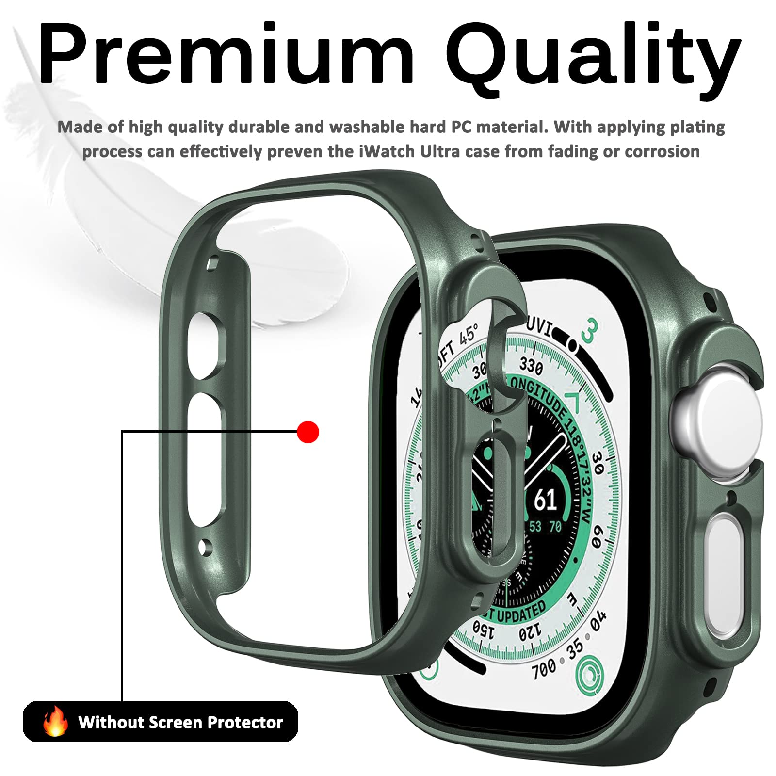 Miimall Compatible Apple Watch 49Mm Ultra Case, Premium Hard Pc Frame[Without Built In Screen Protector], Super Slim Lightweight