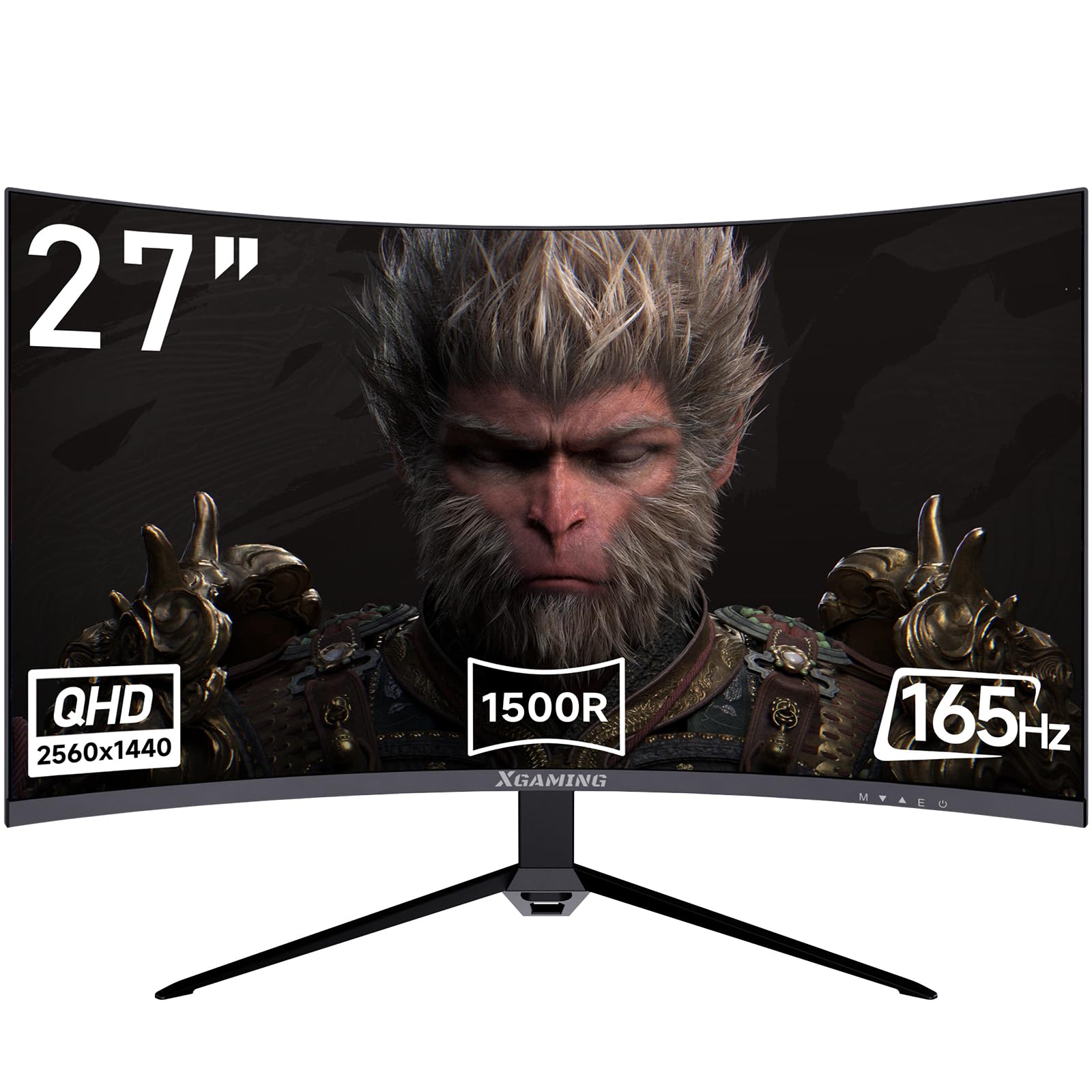 27 Inch Curved Gaming Monitor, Qhd 2560 X 1440 Computer Monitor 144Hz/165Hz, 16:9 Wide Hdr Display, Freesync, 1Ms Response, Pc M