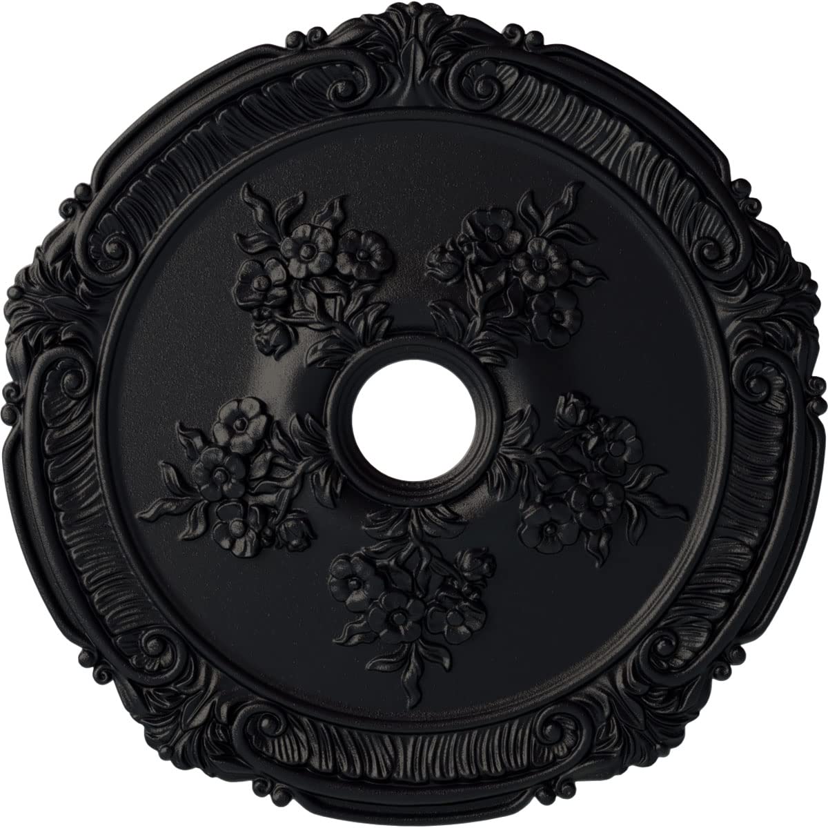 Ekena Millwork Cm26Atsgs Attica With Rose Ceiling Medallion, 26''Od X 3 3/4''Id X 1 1/2''P, Hand Painted Steel Gray