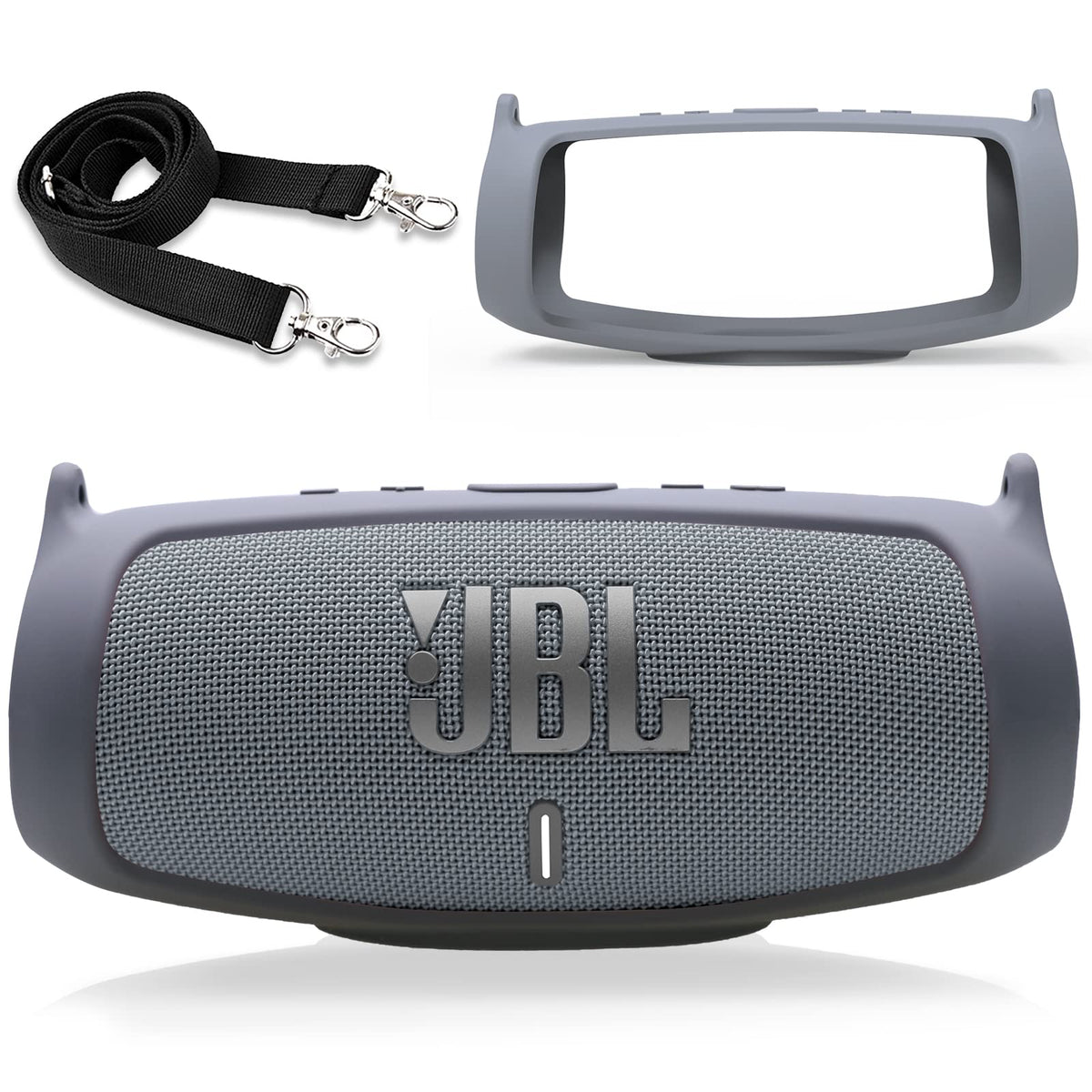 Ltgem Silicone Case Cover For Jbl Charge 5 Speaker,Travel Protective Carrying Gel Soft Skin, Waterproof Rubber Pouch With Should