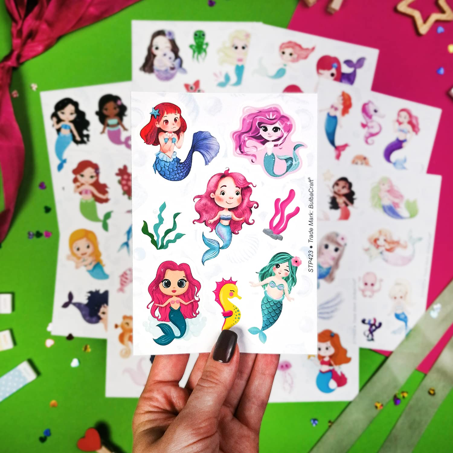 Mermaid Stickers For Girls, Mermaid Decals For Laptop, Cups, Water Bottles, Mermaid Birthday Party Supplies, Mermaid Party Favor