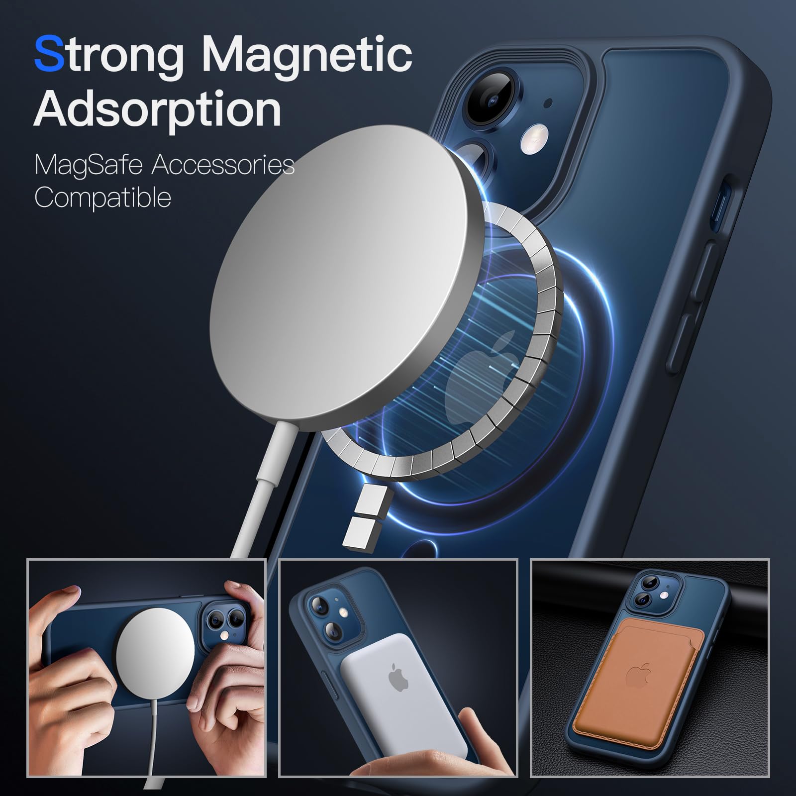 Jetech Magnetic Case For Iphone 12 Mini 5.4 Inch Compatible With Magsafe, Translucent Matte Back Slim Shockproof Phone Cover (St