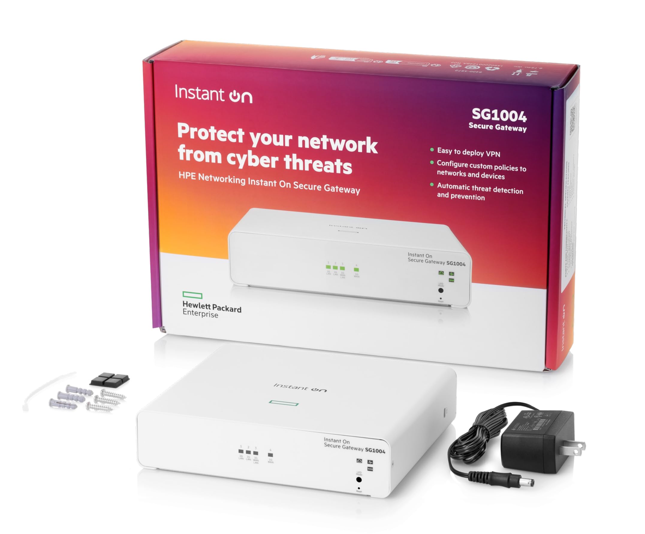 HPE Networking Instant On Secure Gateway SG1004 4-Port 1G Smart-Managed Gateway, 4X 1GBase-T, US Cord (S0G33A#ABA)