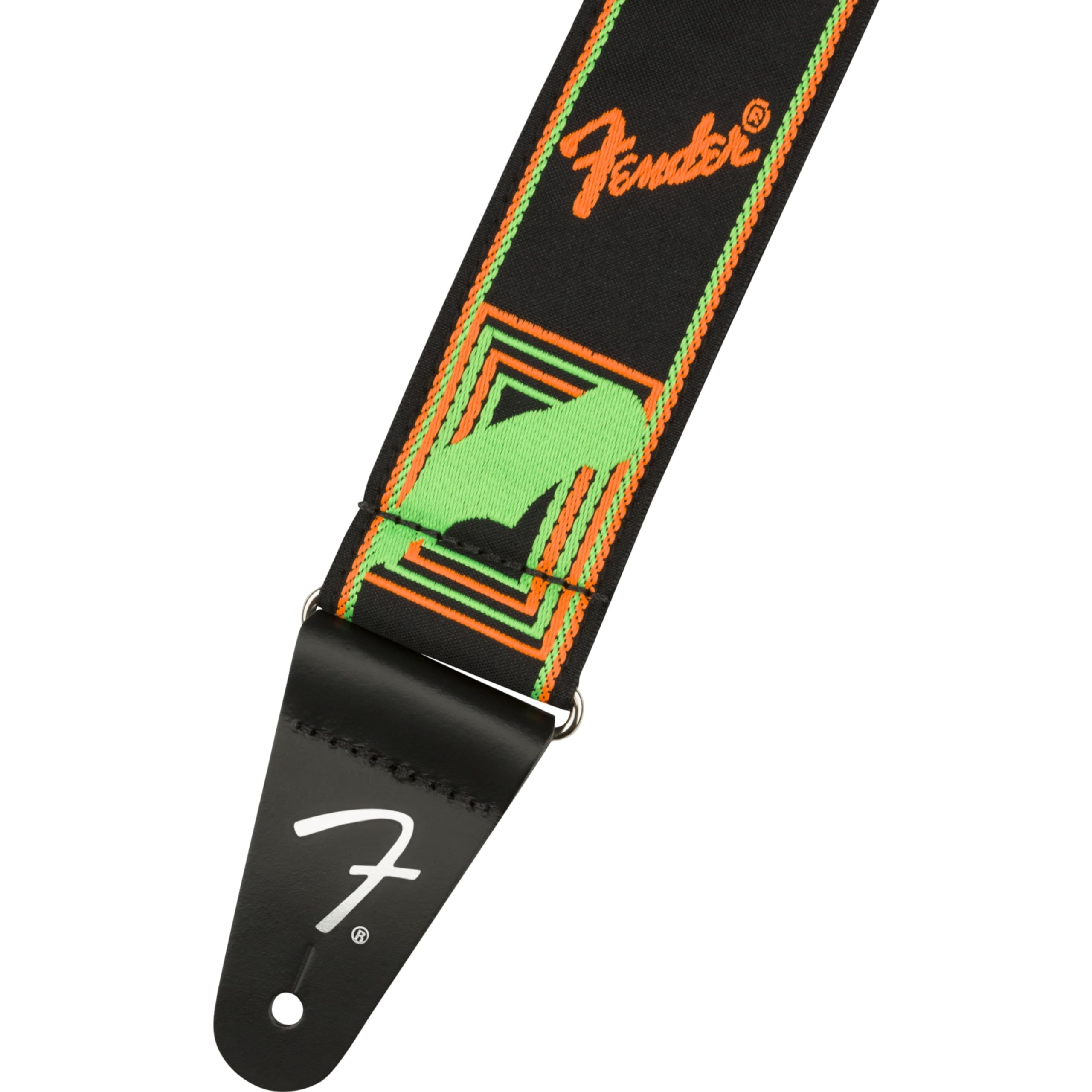 Fender Neon Monogrammed Guitar Strap, 2In, Green/Orange