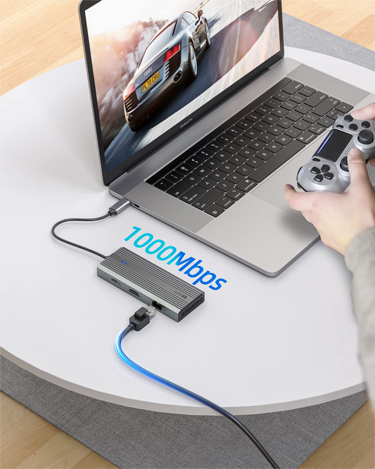 Usb C Hub, Sanzang 8 In 1 Usb C Docking Station To Hdmi Adapter, 4K@60Hz Hdmi, 1Gbps Ethernet,100W Pass Through Charging, Sd/Tf