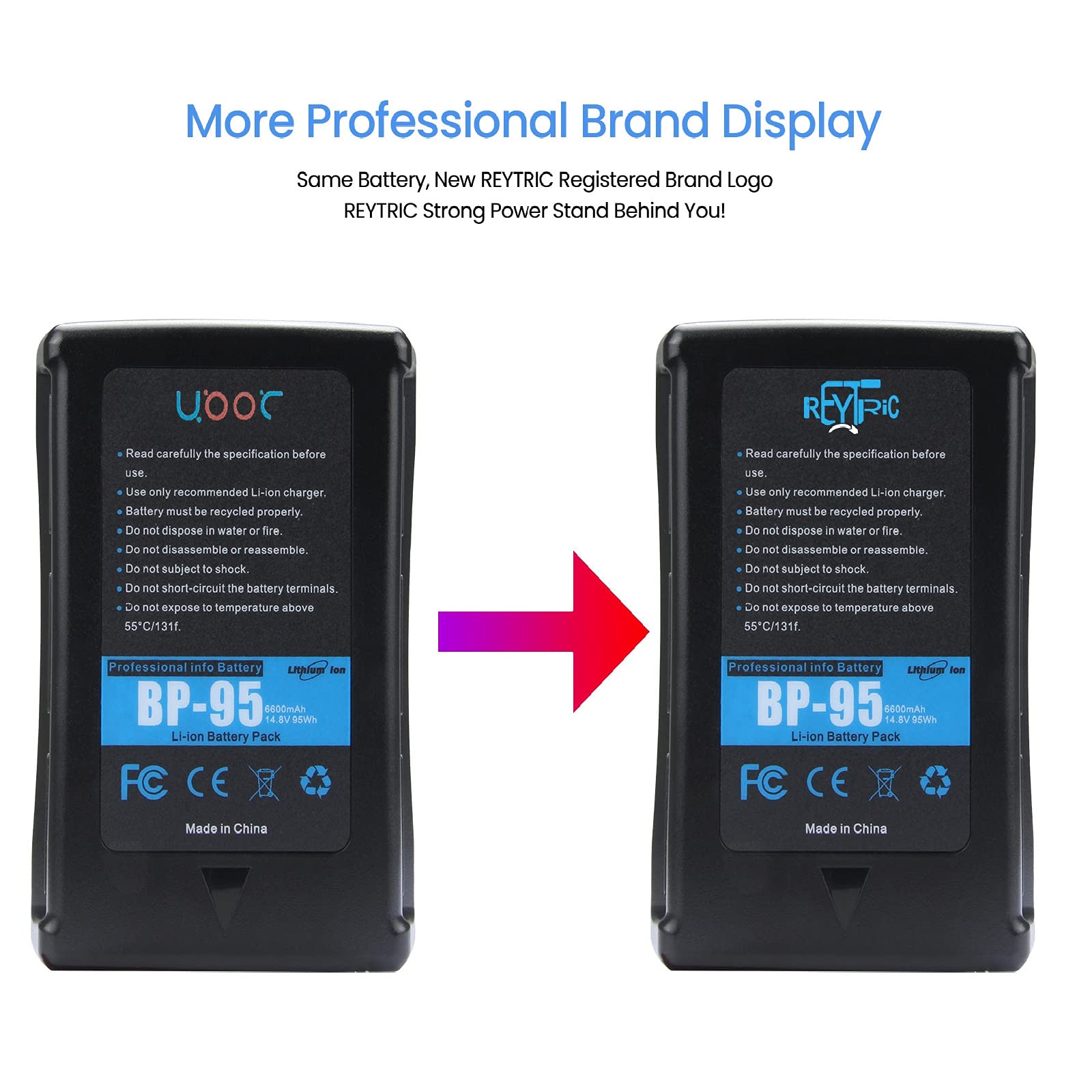 Reytric 95Wh(6600Mah) V Mount/V Lock Battery With D Tap Output Charger And D Tap Cable Compatible Video Camera Camcorder Broadca