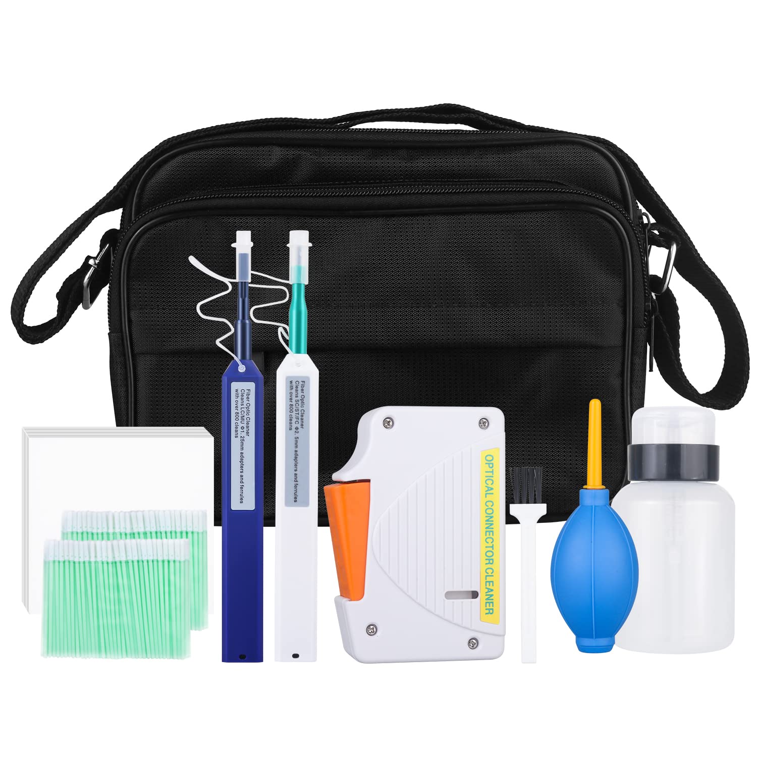 Duogalia Fiber Optic Connector Cleaning Kit With 1.25Mm/2.5Mm Cleaner Pens And Cassette For Sc/Fc/St/Lc/Mu Connectors