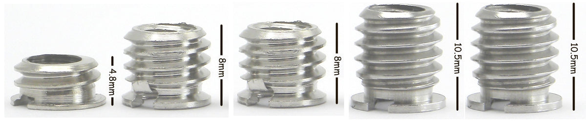 1/4' To 3/8' Convert Screw 5 Pack (3 Different Lengths Adapter Set) Desmond Camera Tripod Bushings