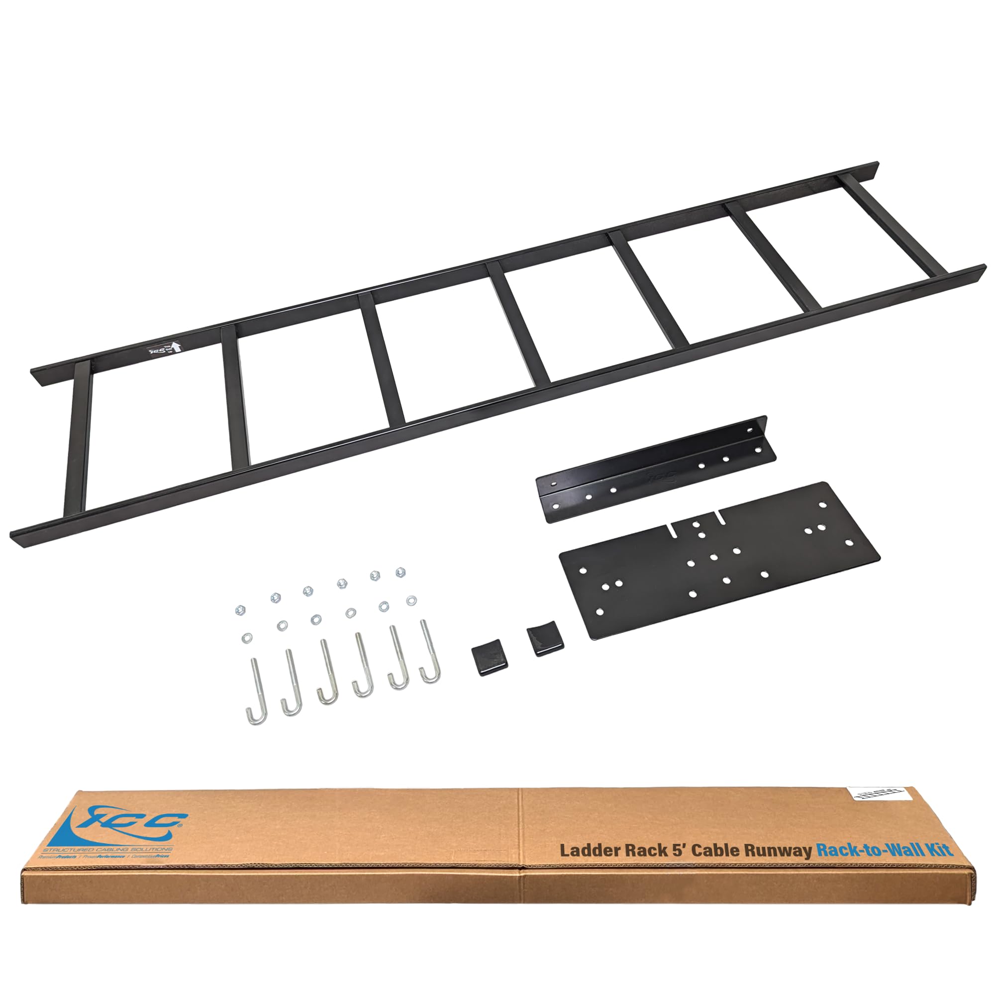 ICC Ladder Rack 5Foot Cable Runway RacktoWall Kit, Black, 1Pack