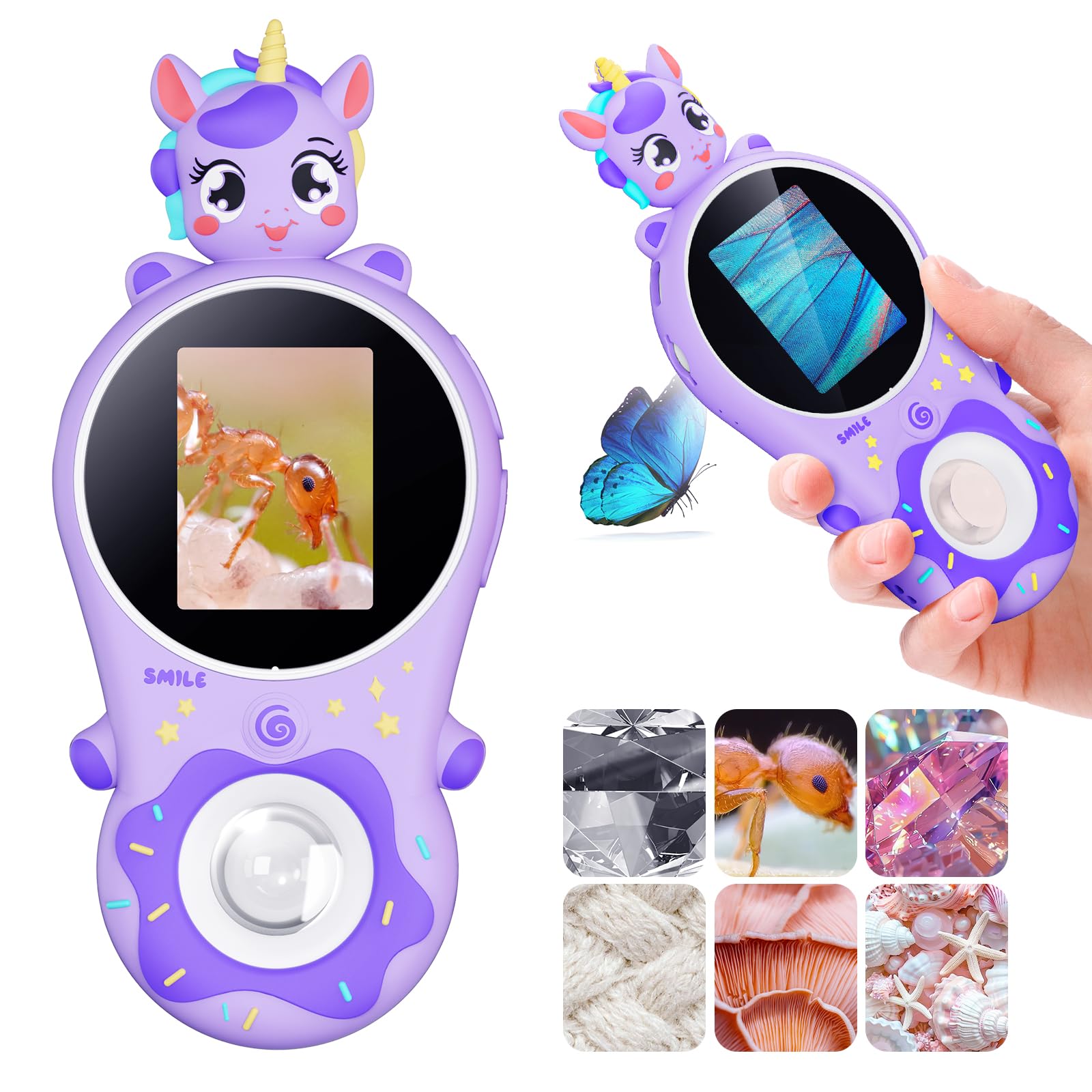 Purple Kids Microscope Mini Handheld Digital Toy Microscope,Biological Microscopes For Kids Educational Science Toys,Christmas B