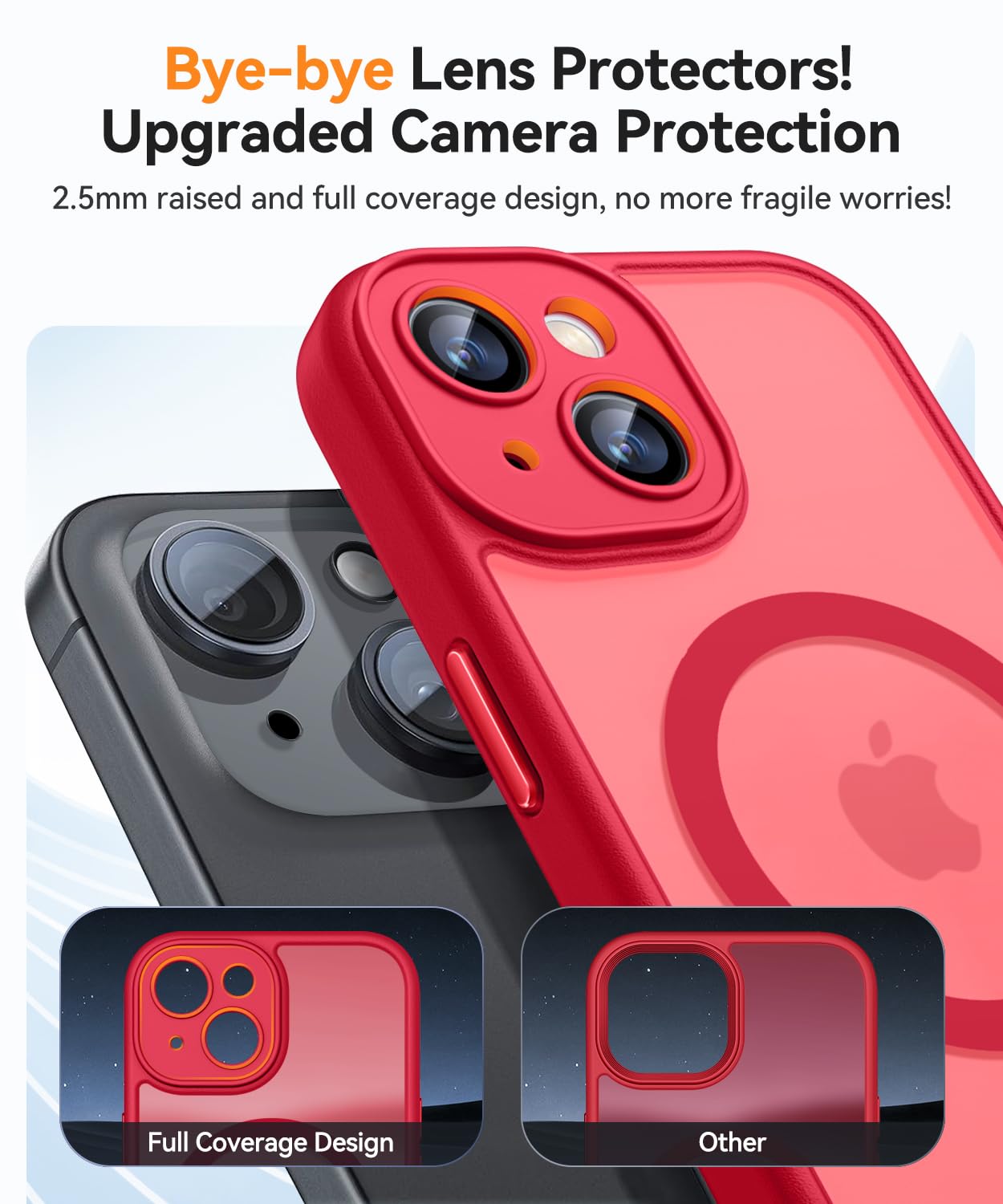 Canshn Magnetic For Iphone 13 Case, Upgraded [Full Camera Protection] [Compatible With Magsafe] [Translucent Matte] Shockproof P