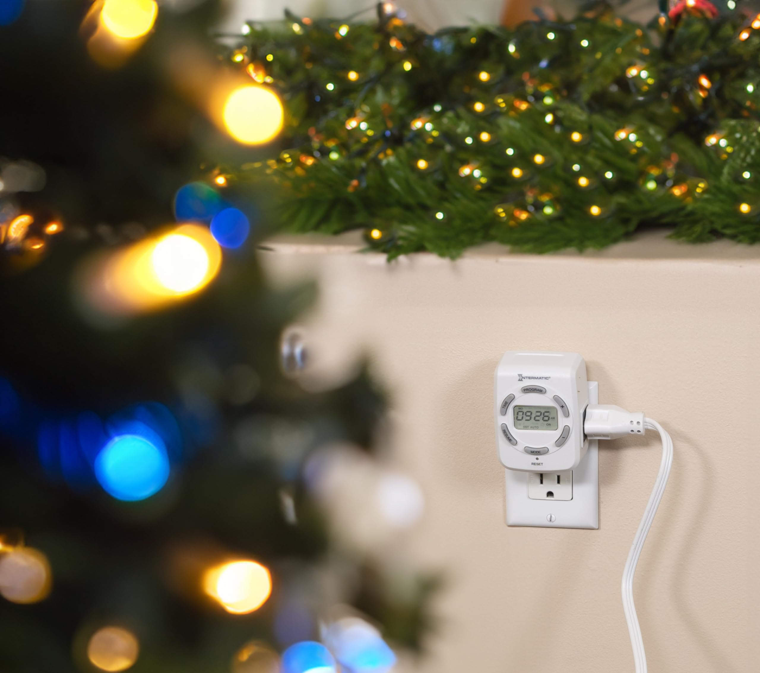 Intermatic Dt122K 15 Amp Digital Indoor Timer   7 Day Programming & Dual Outlets   Astronomic Feature With Automatic Dst Adjustm