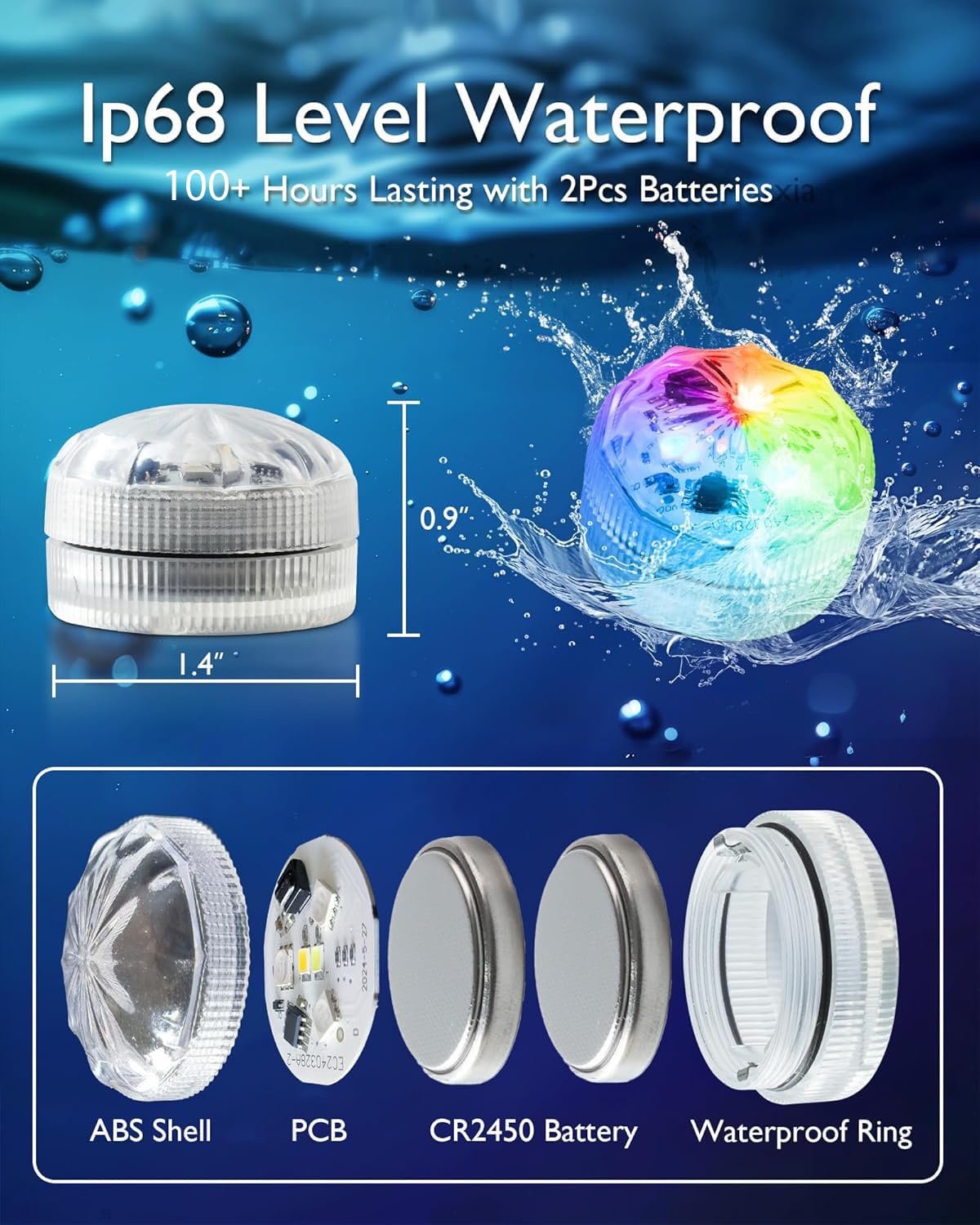 Homemory 10Pcs Mini Rgb Submersible Led Lights With 2Pack Remote, Multicolor Waterproof Small Tealight Candles Battery Operated