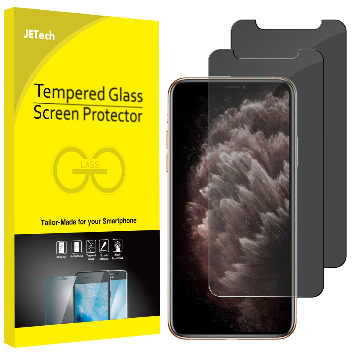 Jetech Privacy Screen Protector For Iphone 11 Pro Max And Iphone Xs Max 65 Inch, Anti Spy Tempered Glass Film, 2 Pack