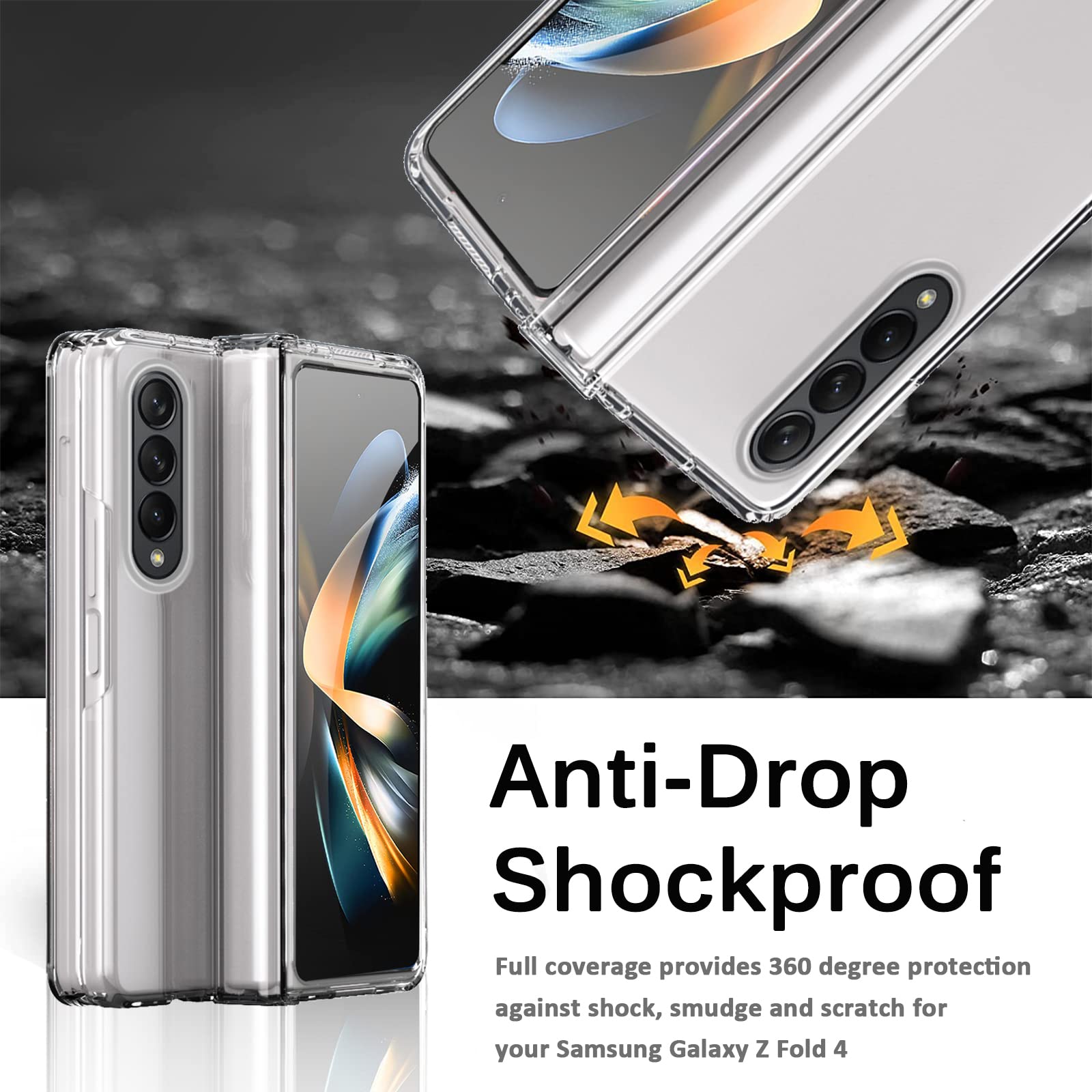 Miimall Samsung Galaxy Z Fold 4 5G Hinge Case Hard PC All-Inclusive Clear