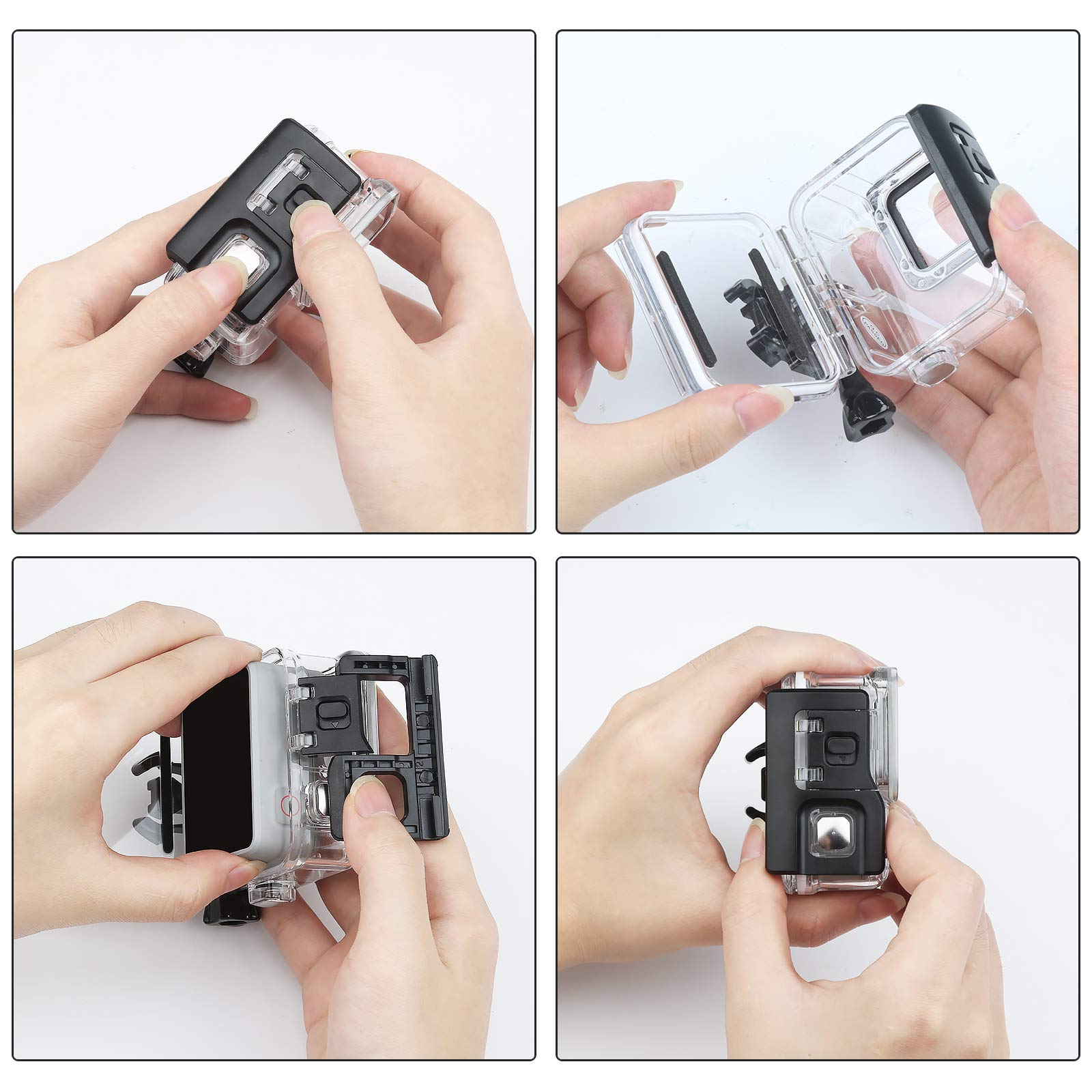 D&F Waterproof Housing Case For Hero7 White & Hero 7 Silver, 30M Underwater Photography Protective Shell With Screen Protector F