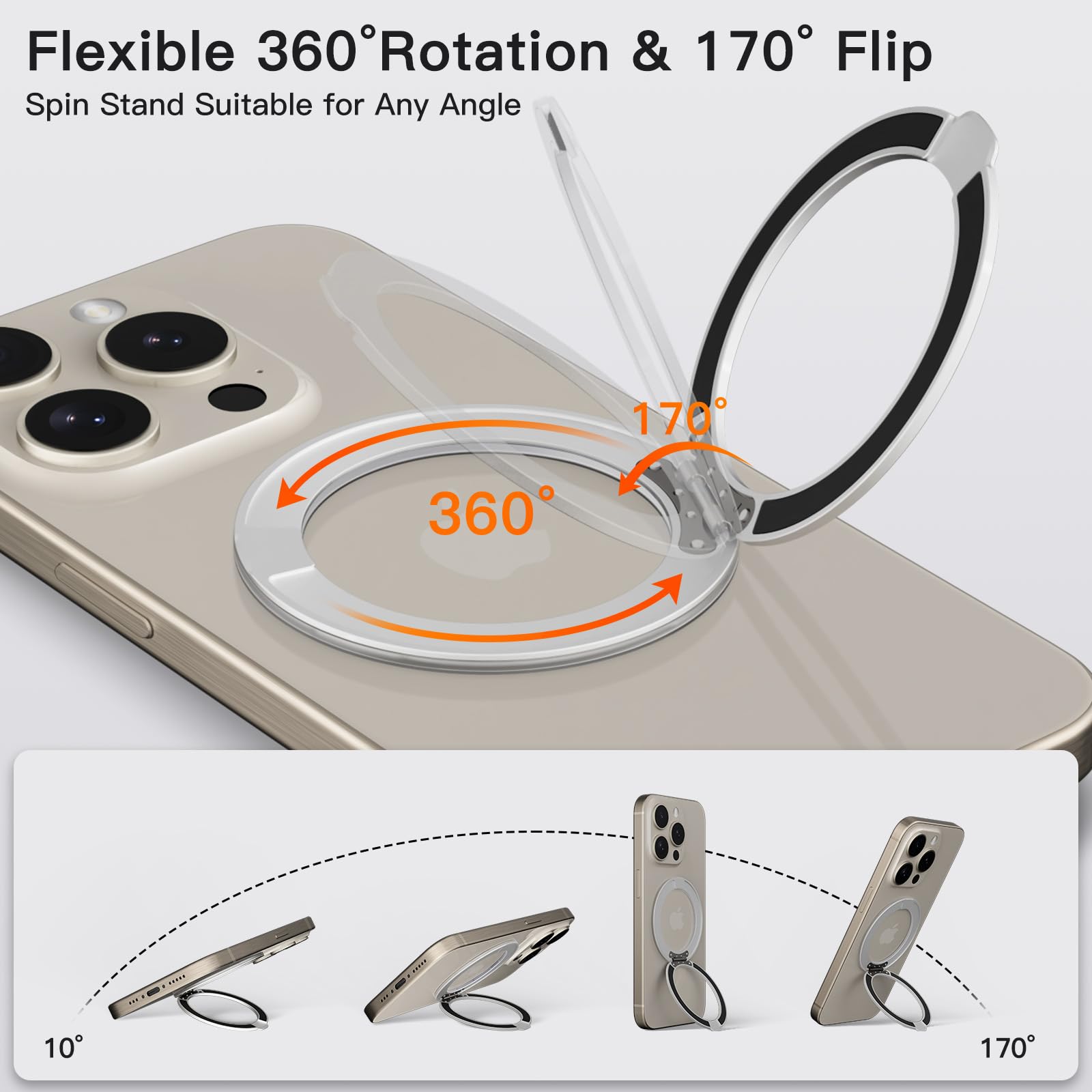 Coolqo Upgraded Magnetic Phone Ring Holder Stand, Super Magnet Cell Phone Grip Finger Kickstand Compatible With Magsafe Mag Safe